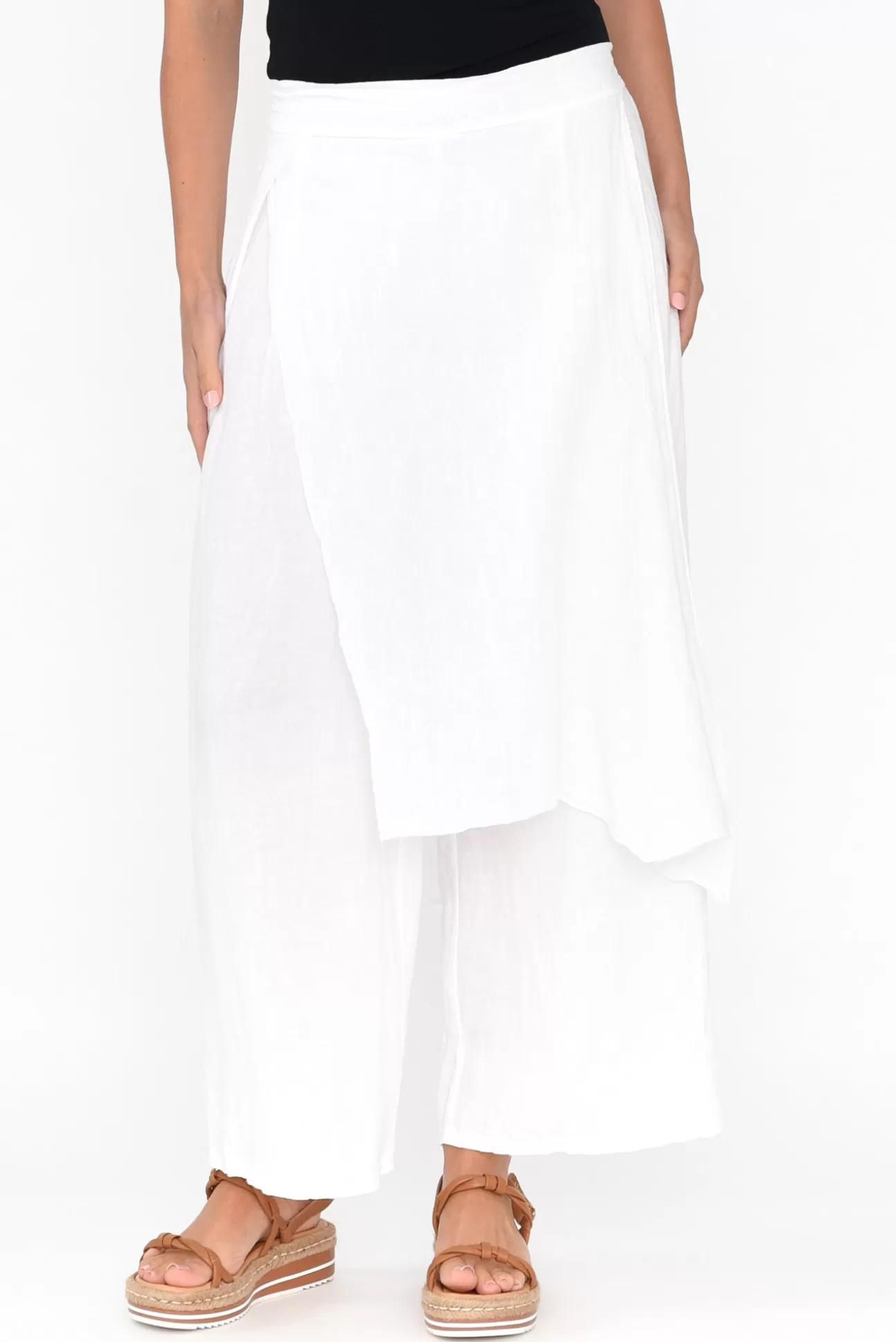 La Strada Lucienne White Linen Layer Pant Sale