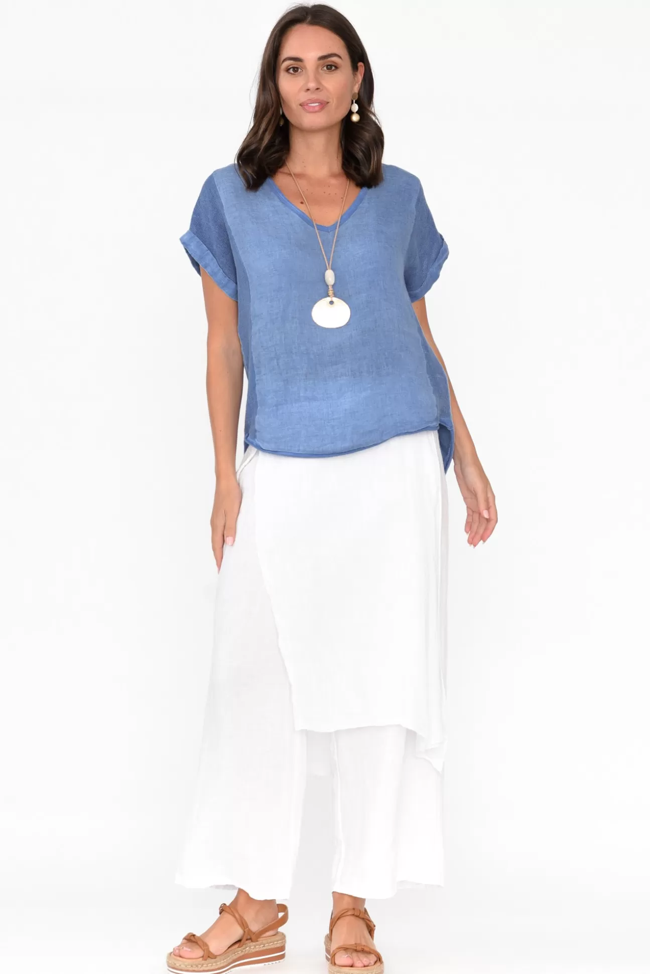 La Strada Lucienne White Linen Layer Pant Sale