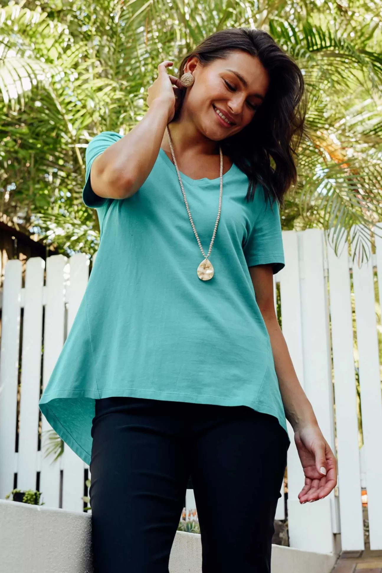 Betty Basics Luella Jade Green Cotton Tee Fashion