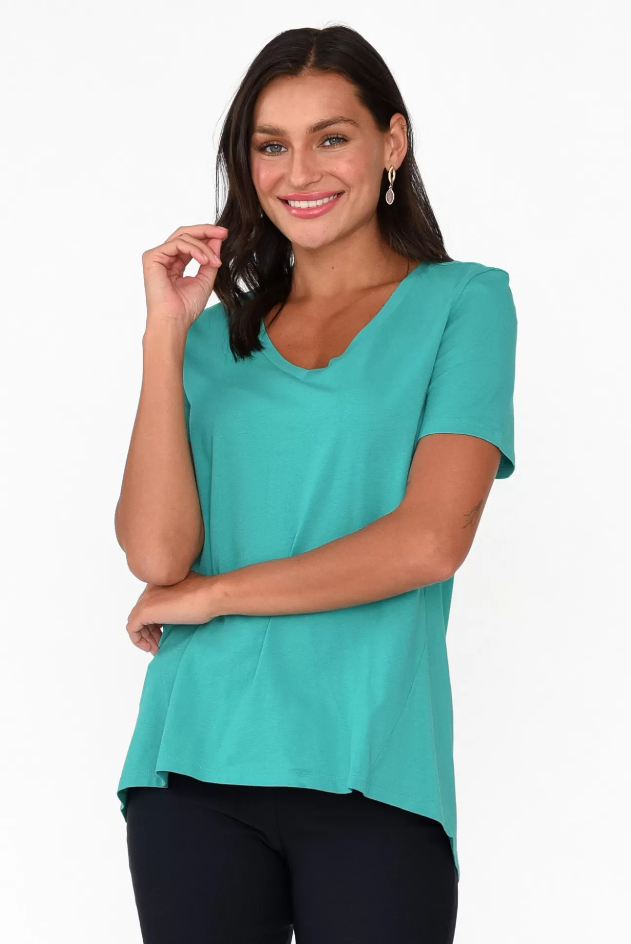 Betty Basics Luella Jade Green Cotton Tee Fashion