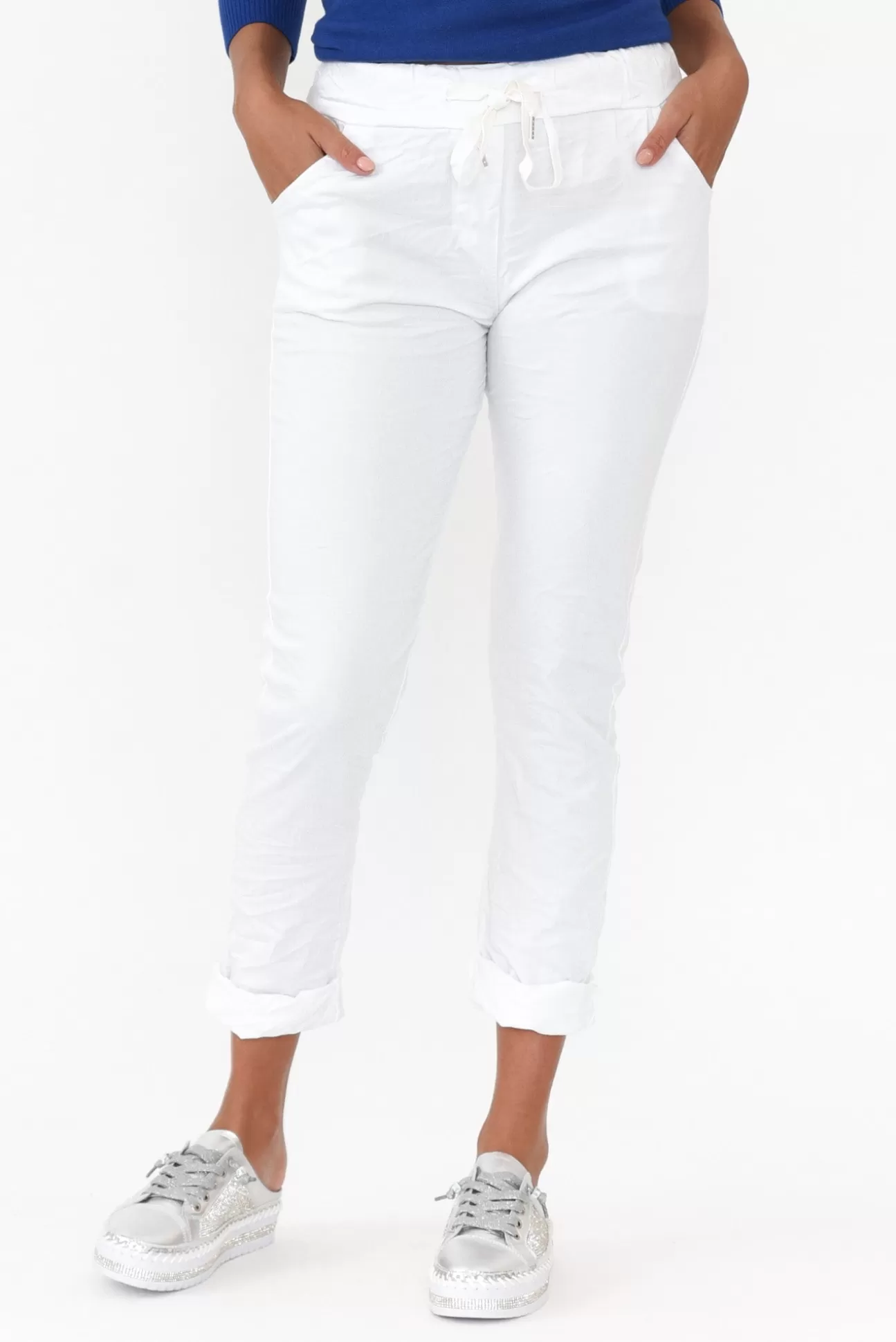 La Strada Lyle White Cotton Blend Stretch Pant Discount