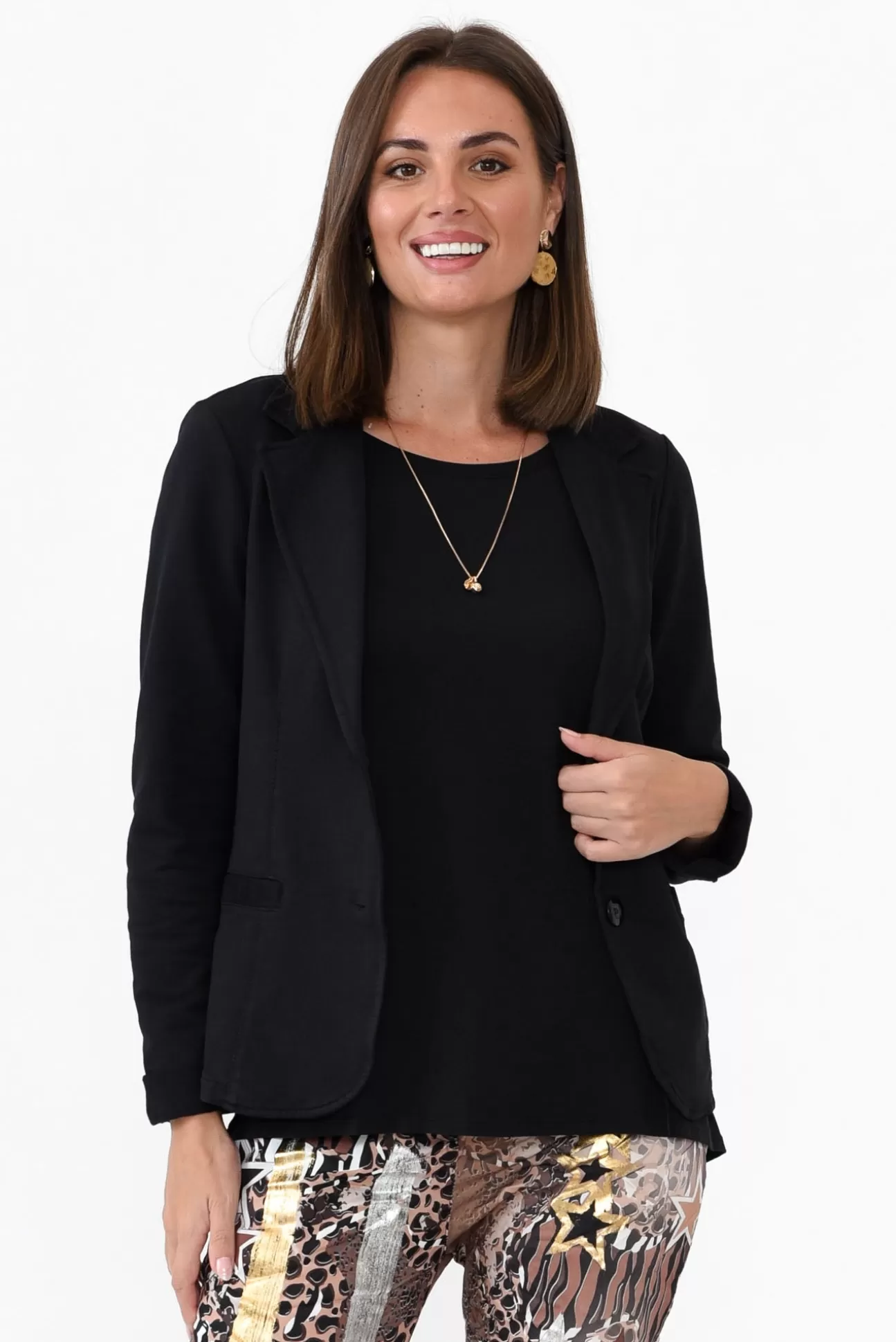 Italian Star Maha Black Cotton Relaxed Blazer Sale