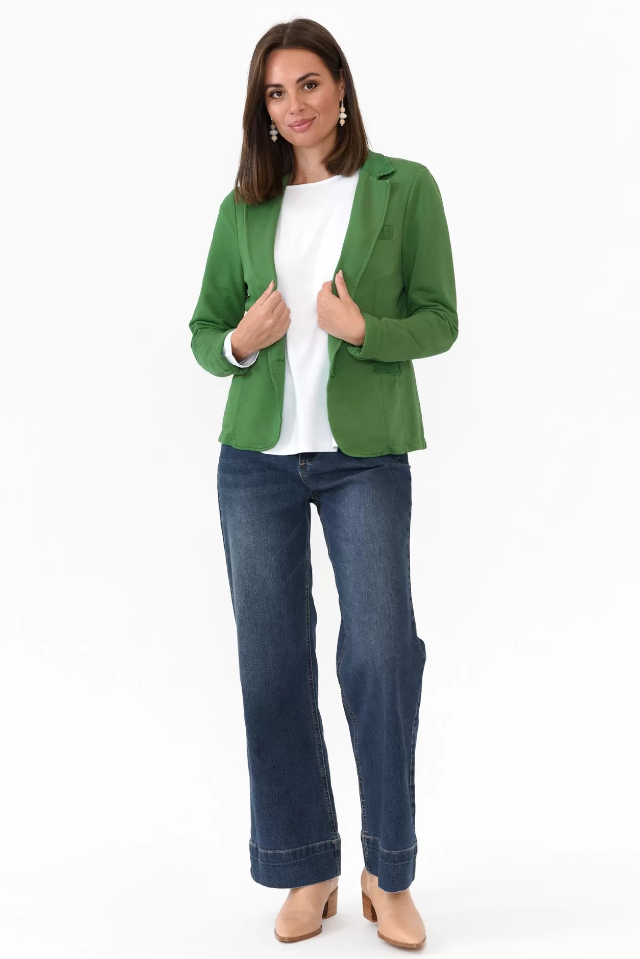 Italian Star Maha Green Cotton Relaxed Blazer Clearance