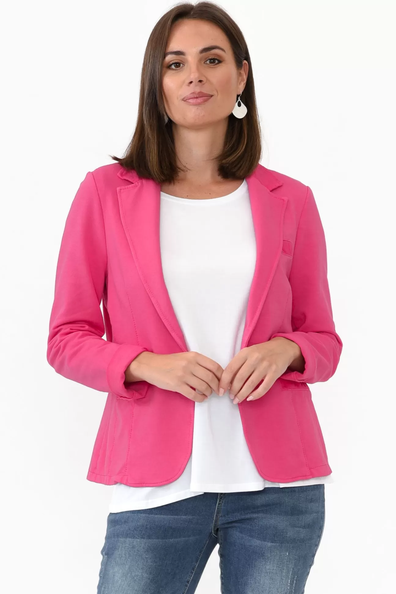 Italian Star Maha Hot Pink Cotton Relaxed Blazer Best Sale