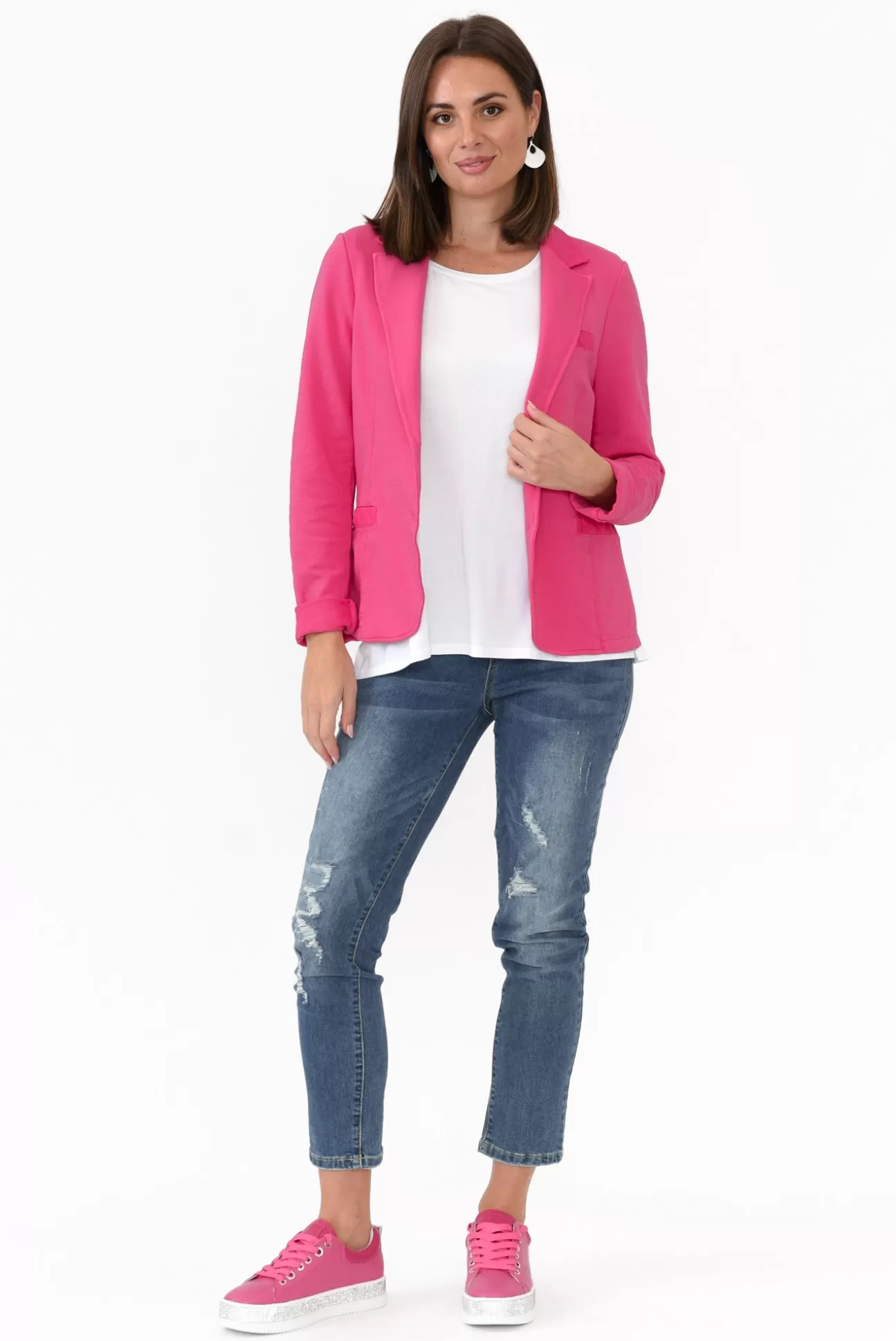 Italian Star Maha Hot Pink Cotton Relaxed Blazer Best Sale