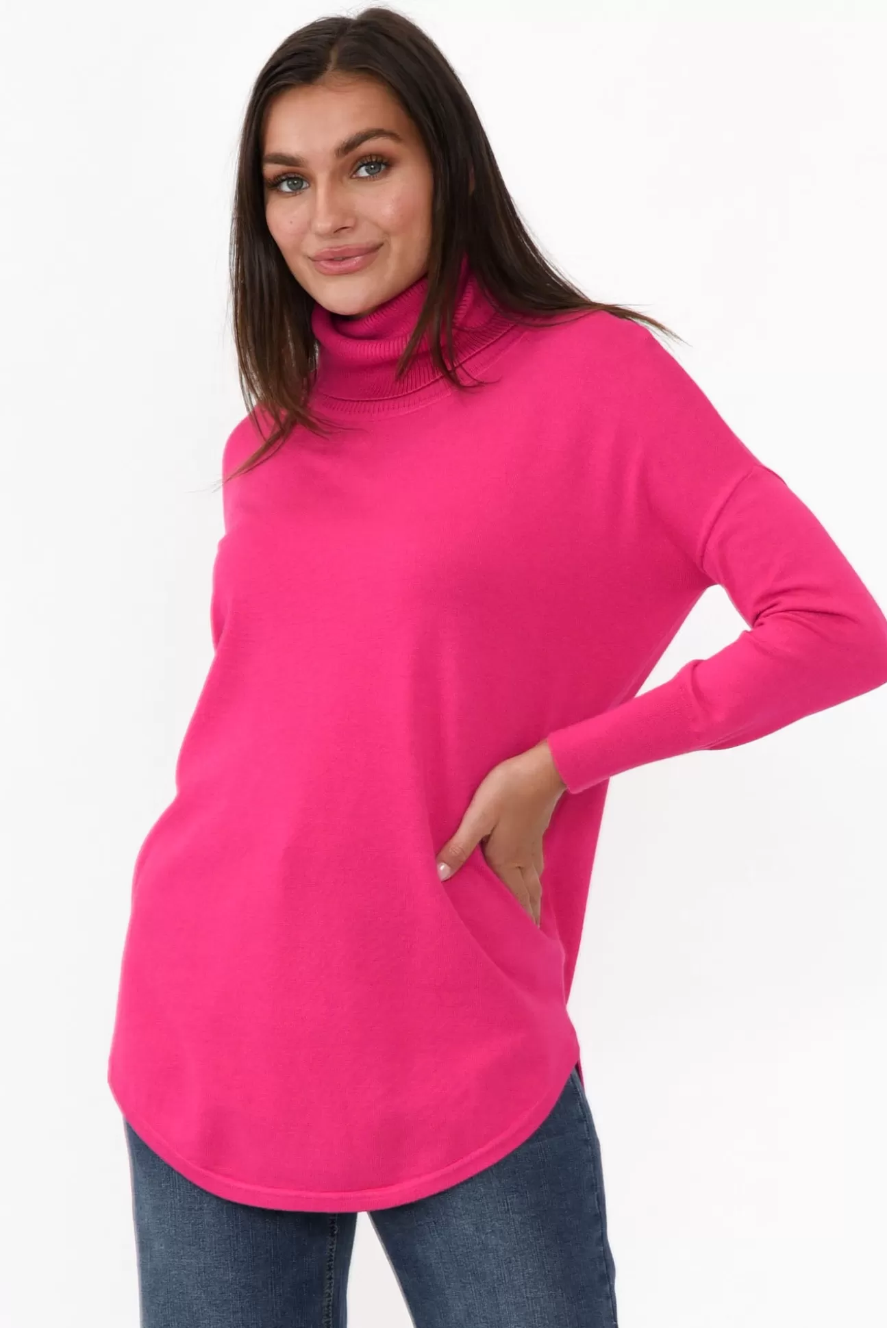 Betty Basics Maison Pink Roll Neck Knit Jumper Sale