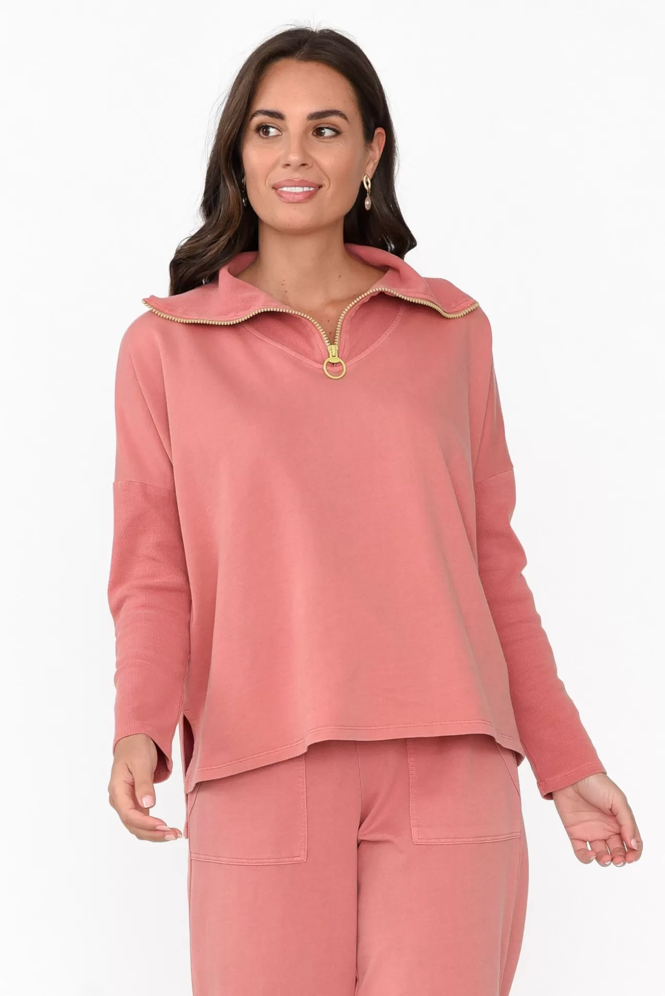 One Ten Willow Malak Blush Half Zip Jumper Clearance