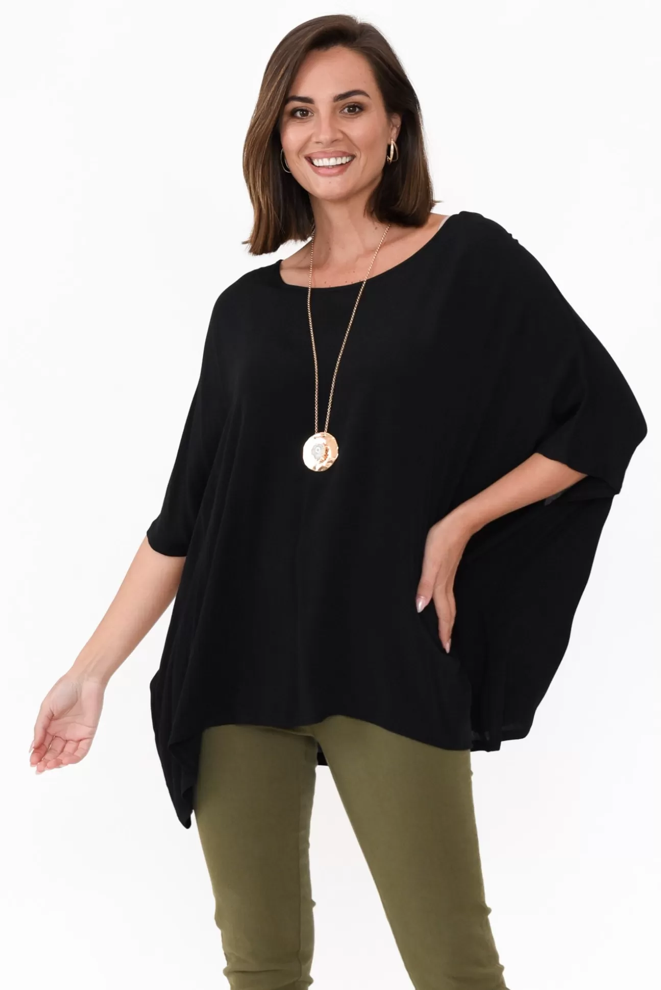 Slate the Label Mali Black Drape Top Hot