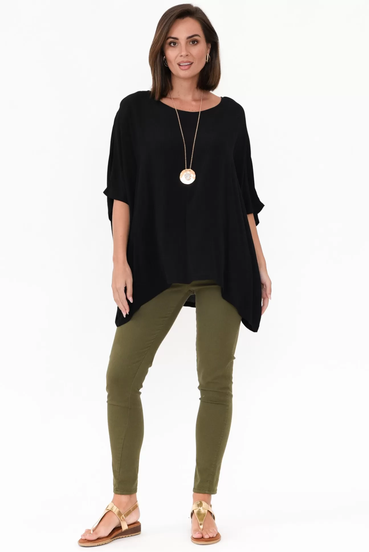 Slate the Label Mali Black Drape Top Hot