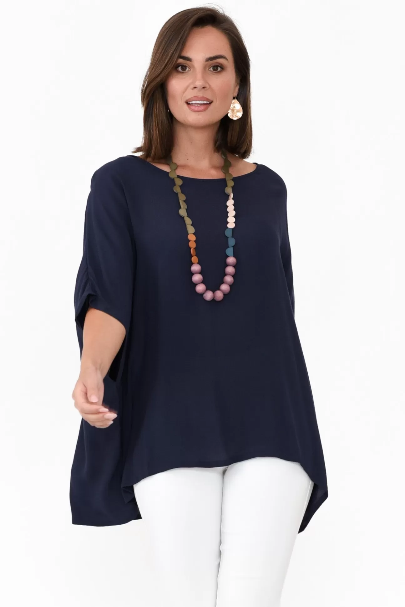 Slate the Label Mali Navy Drape Top New