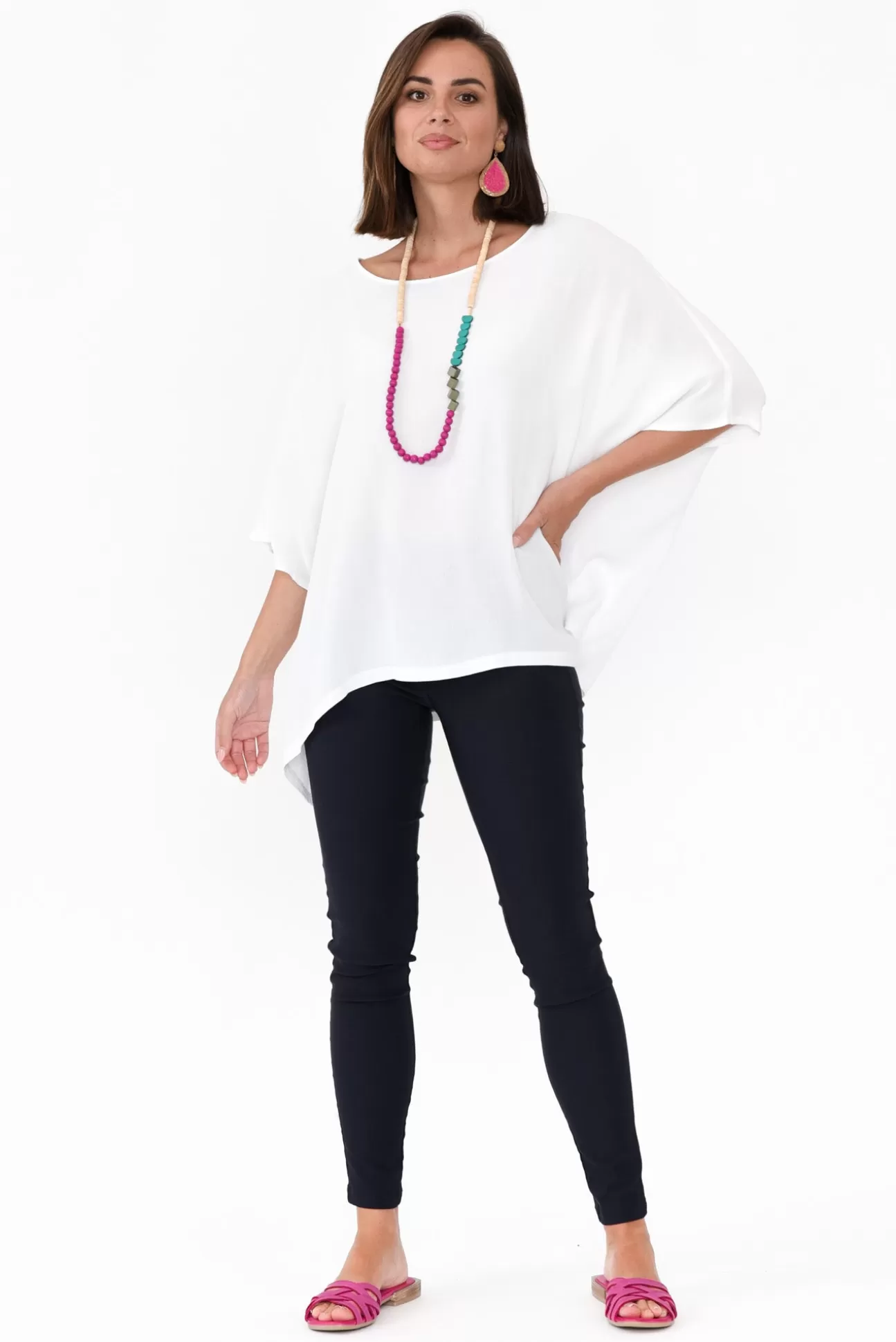 Slate the Label Mali White Drape Top Discount