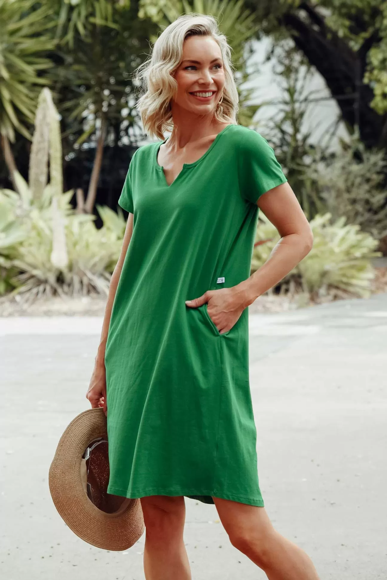 One Ten Willow Mandy Green Cotton Tee Dress Discount