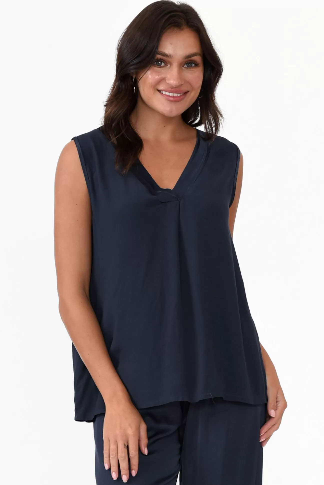 Italian Closet Manning Navy Gloss Top Fashion