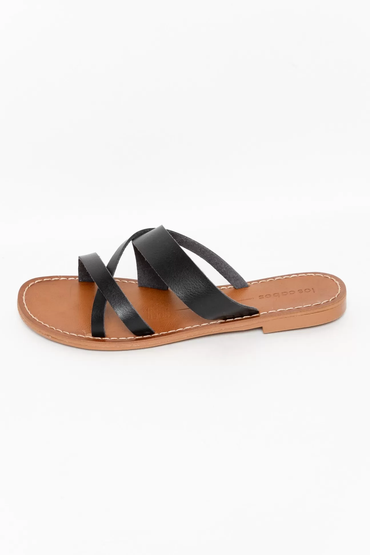 Los Cabos Mans Black Cross Over Strappy Slide Best