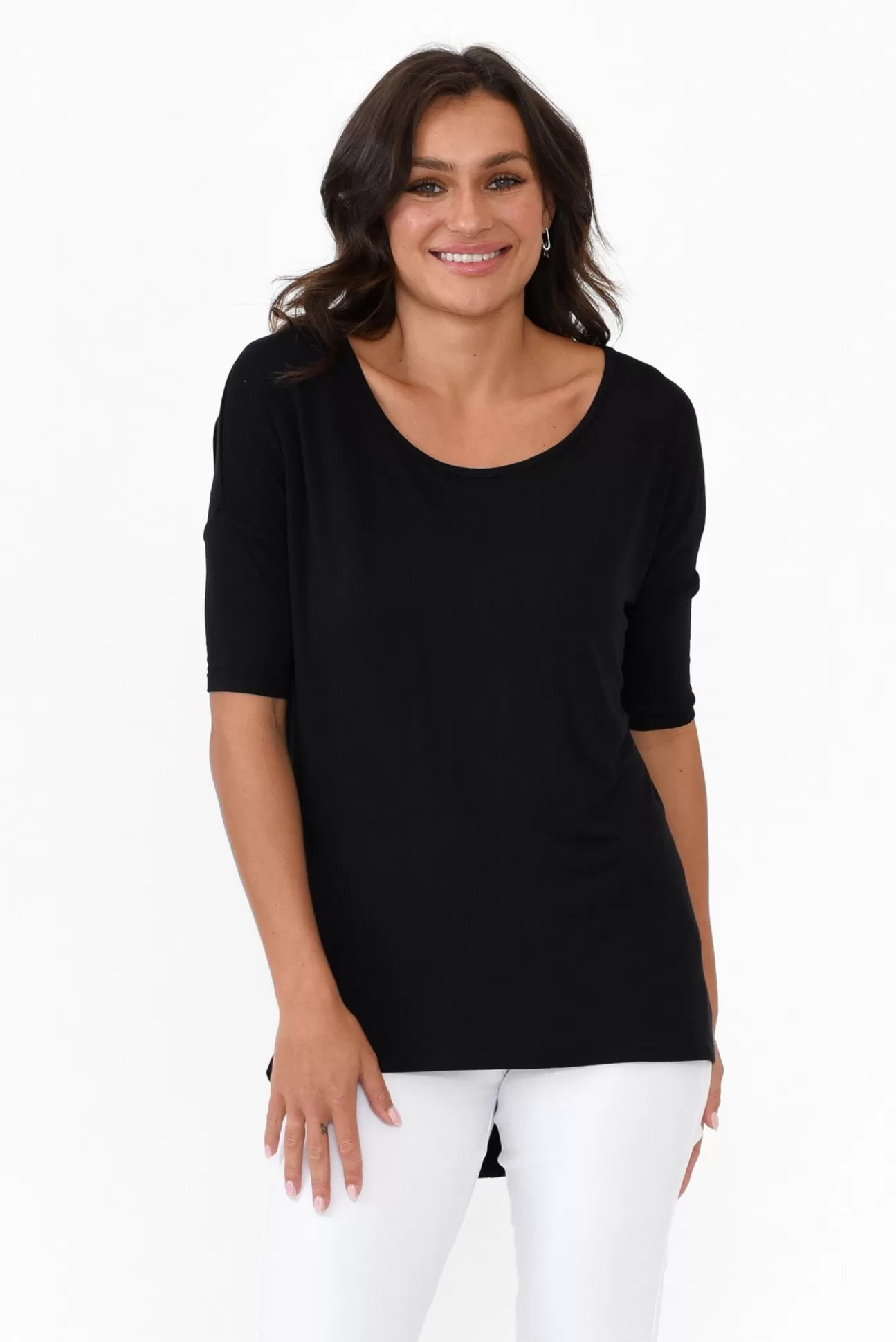 Betty Basics Marbella Black Scoop Neck Tee Store