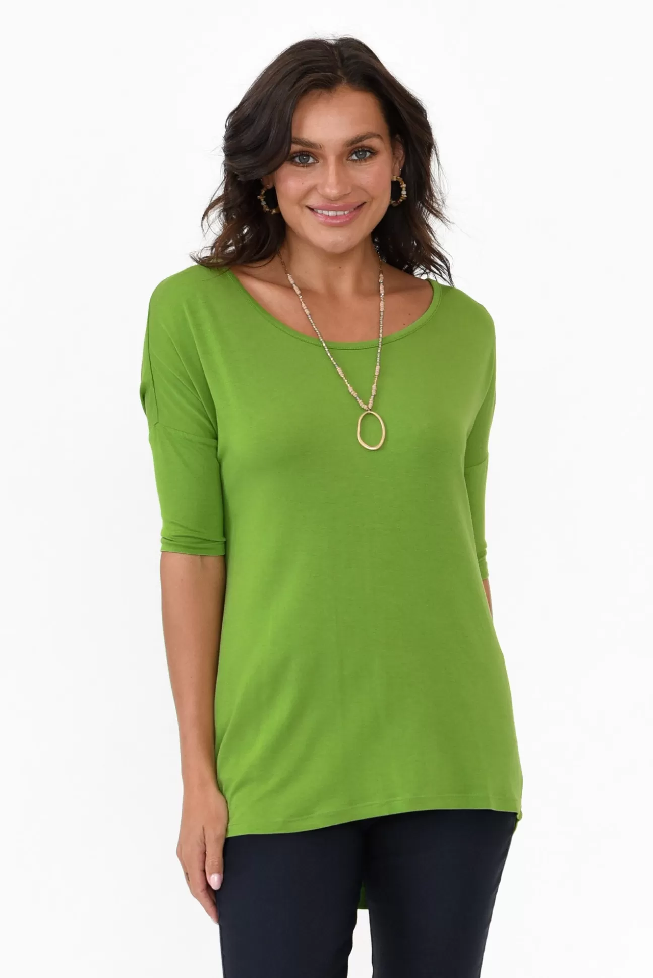 Betty Basics Marbella Green Scoop Neck Tee Online