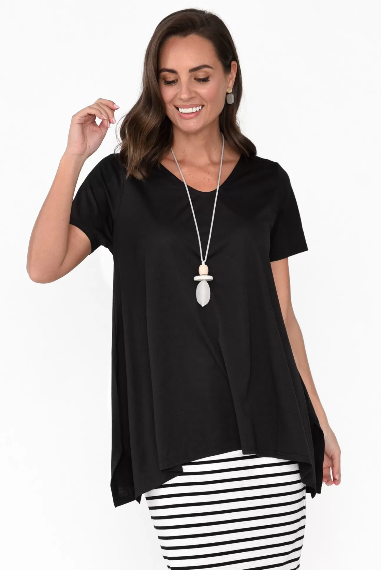 Tirelli Marcy Black Drape Cotton Top Best