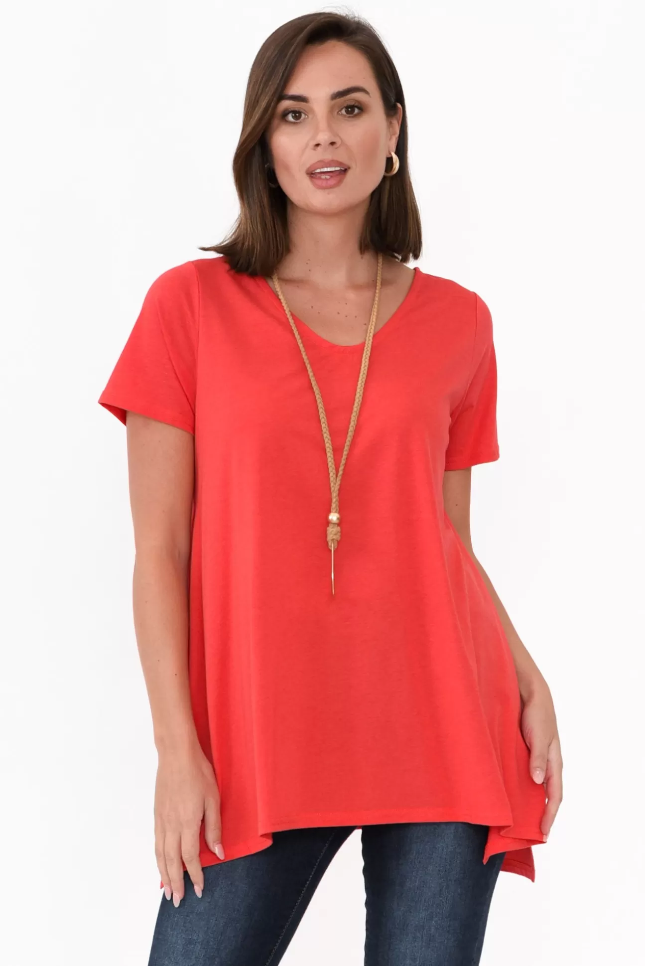 Tirelli Marcy Red Drape Cotton Top Flash Sale