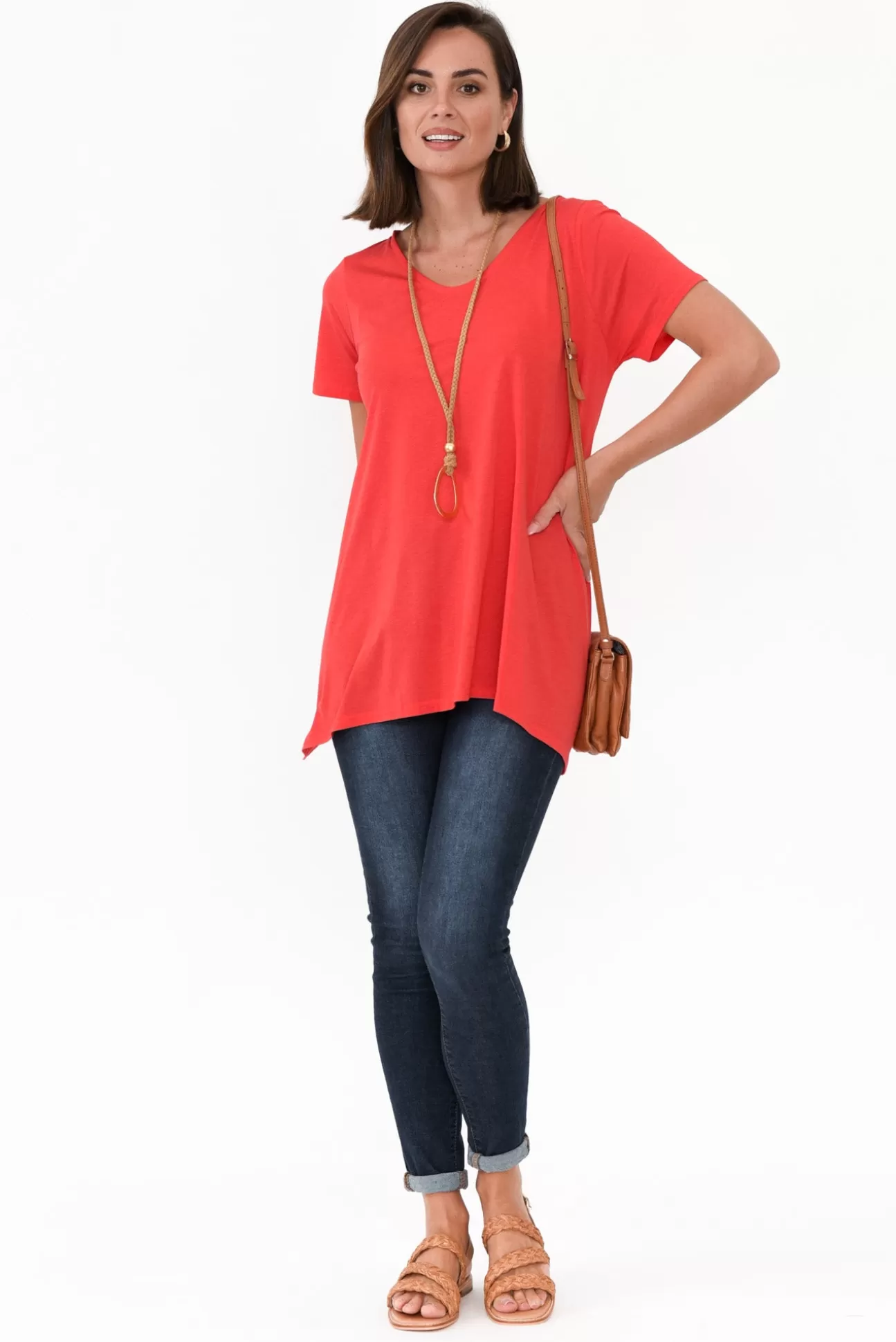 Tirelli Marcy Red Drape Cotton Top Flash Sale