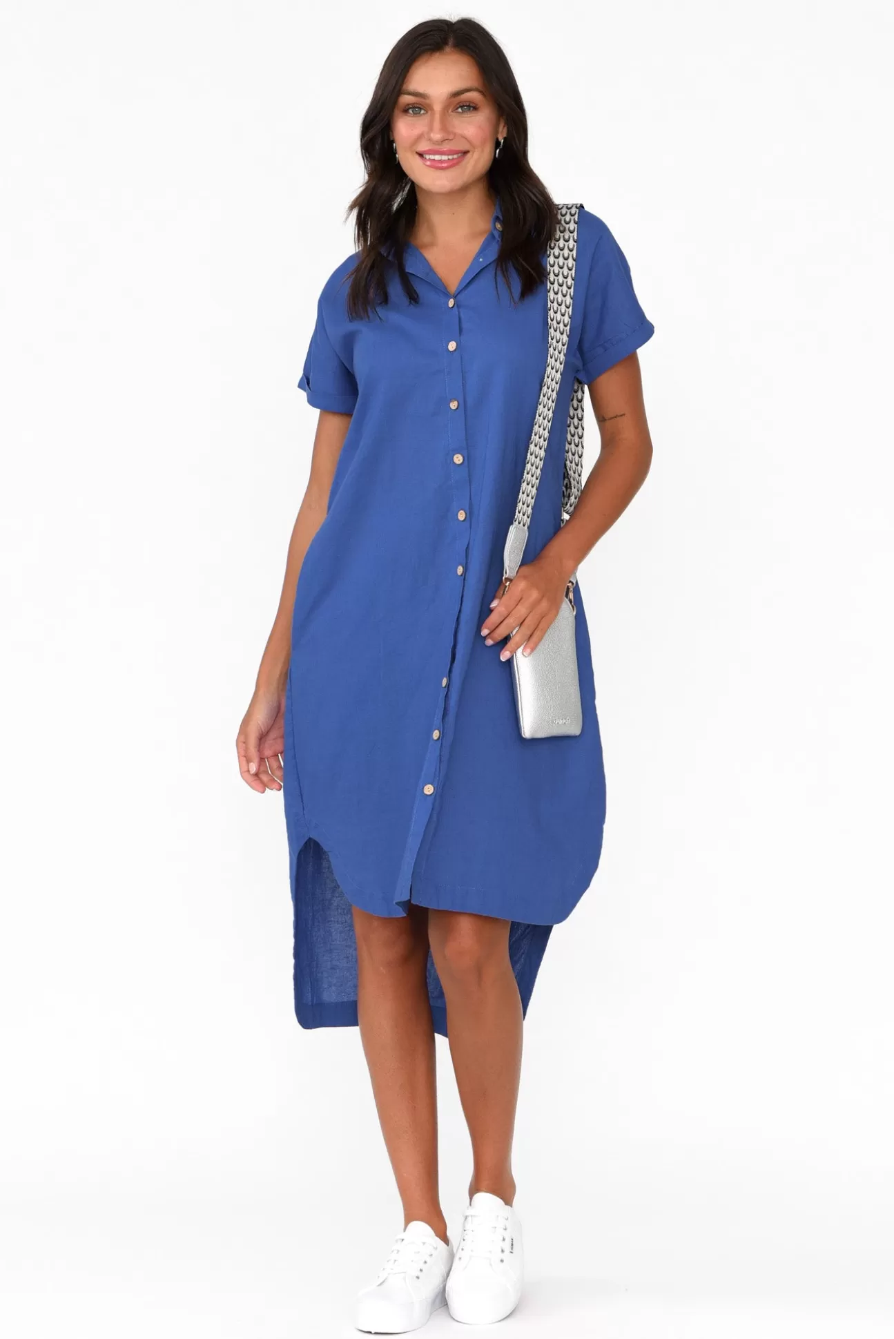 Cali and Co Mareli Cobalt Linen Blend Dress Cheap