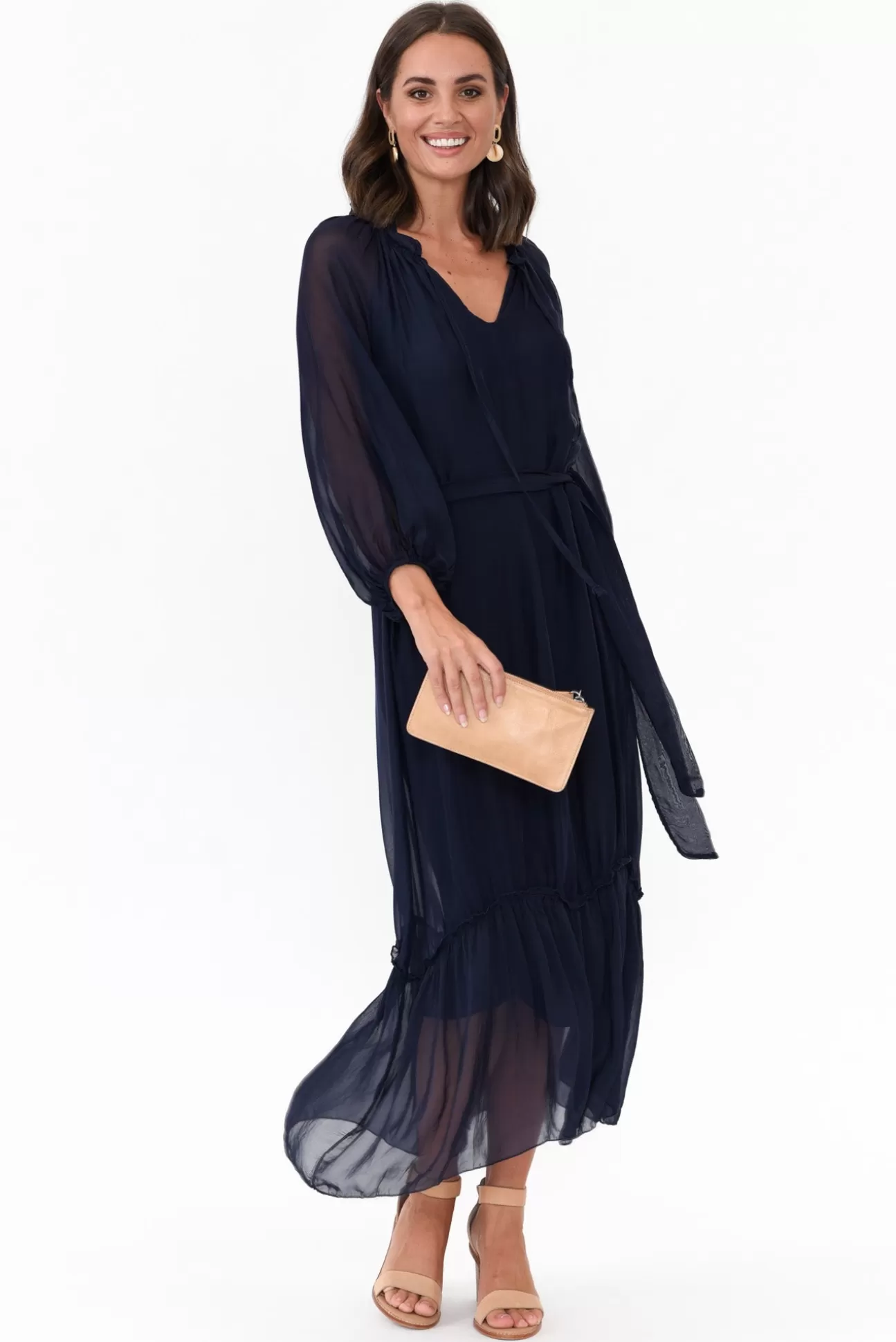 La Strada Margo Navy Silk Maxi Dress Best