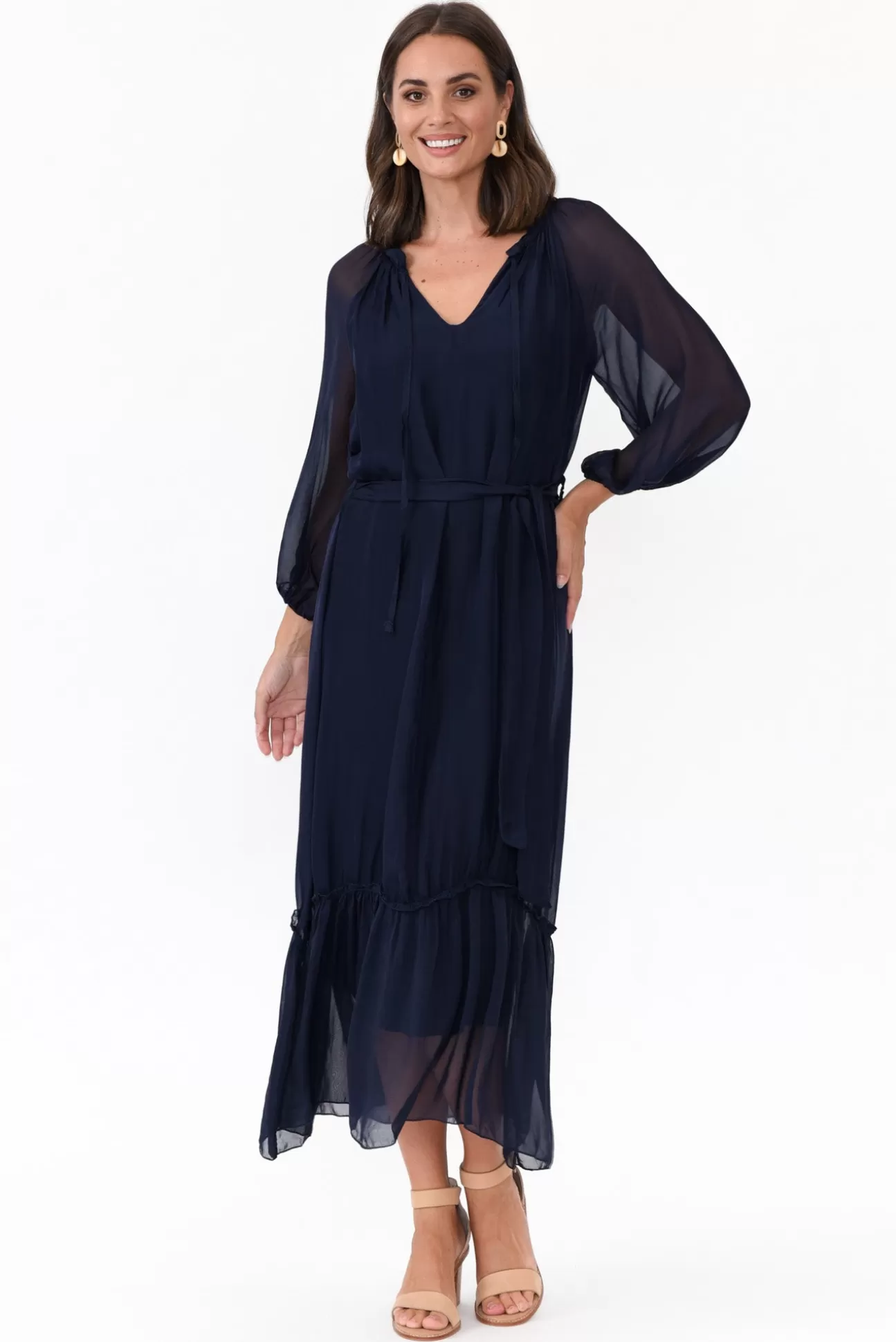 La Strada Margo Navy Silk Maxi Dress Best