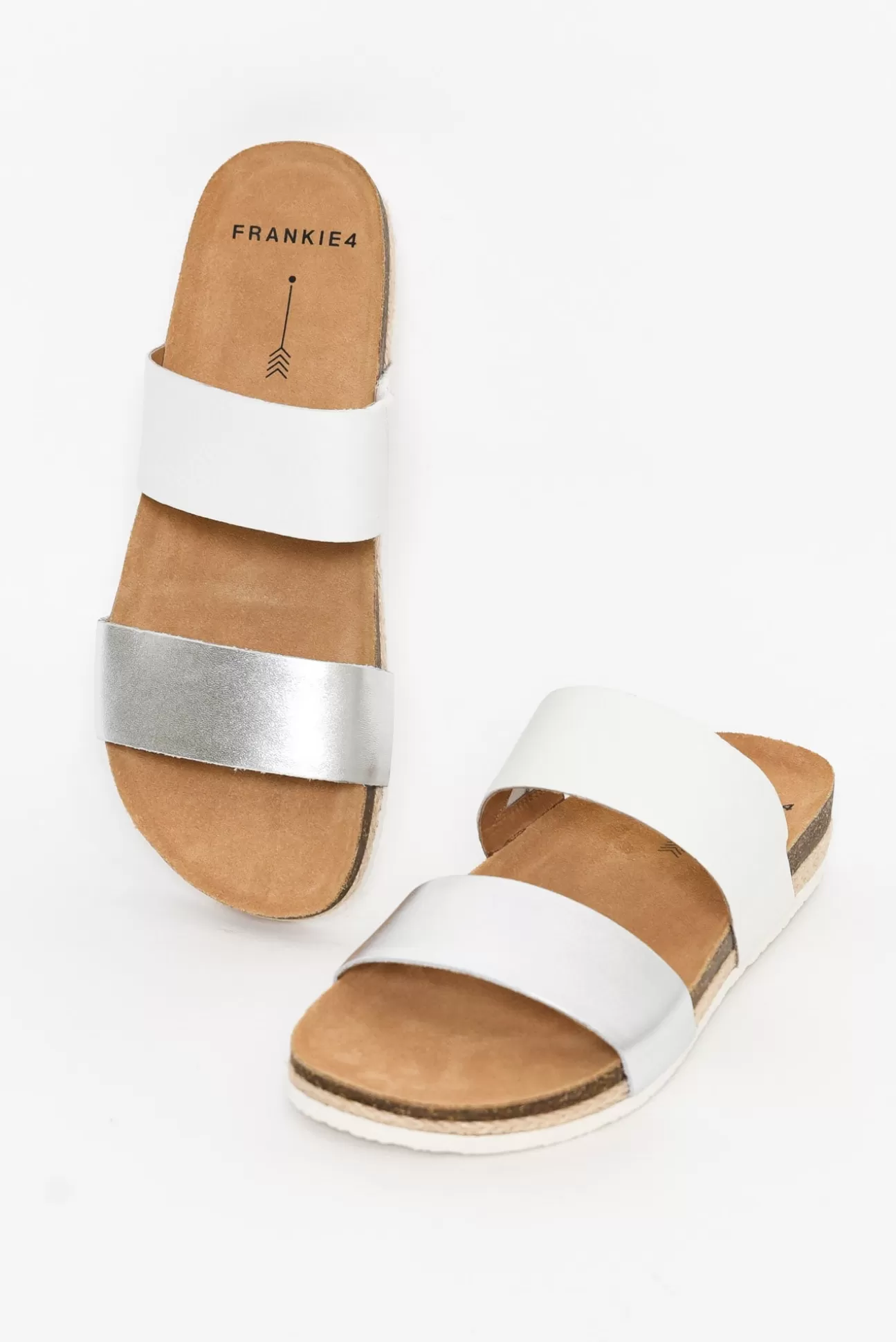 Frankie4 Maria Iii White/Silver Slide Cheap