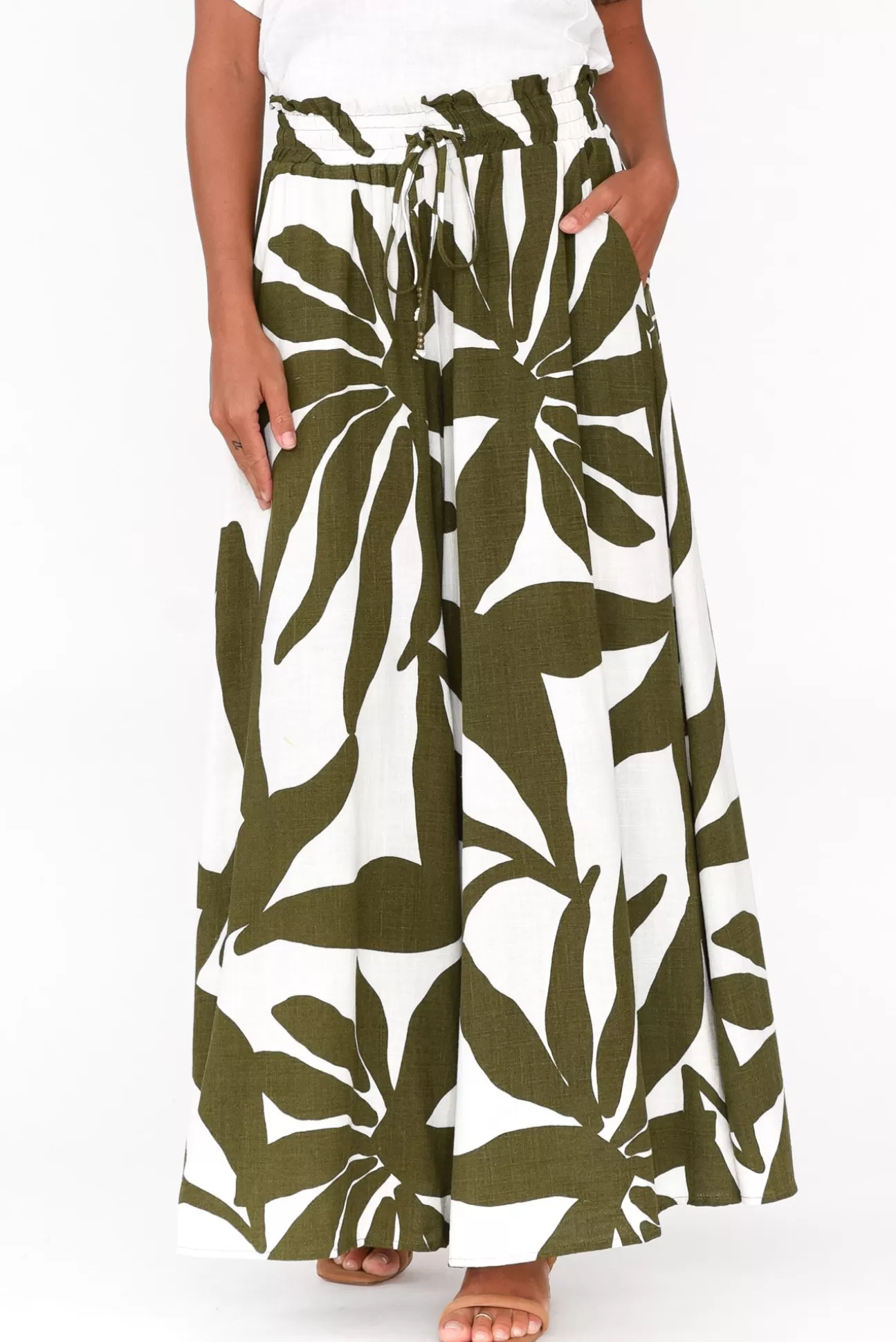 Label Of Love Marit Green Leaf Wide Leg Pant Best Sale