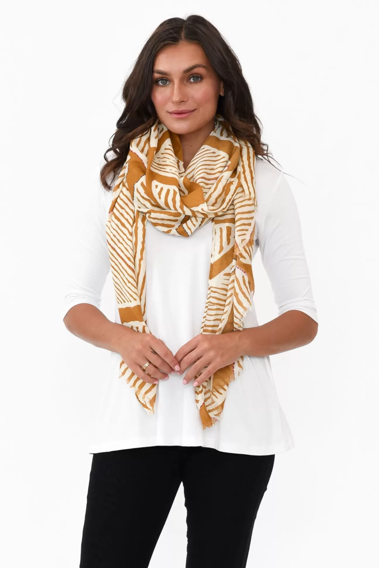 Lemon Tree Marlene Orange Abstract Scarf Cheap