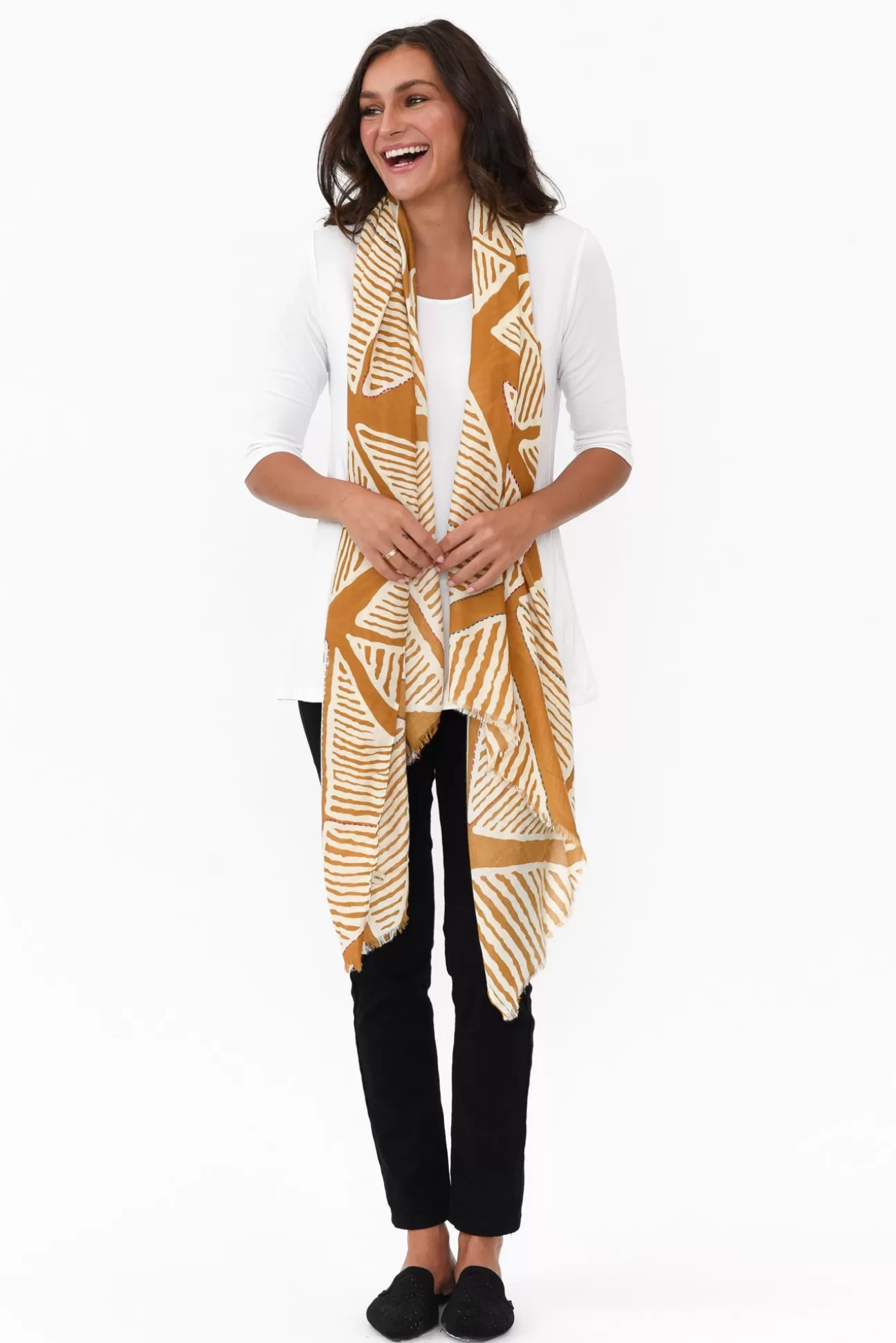 Lemon Tree Marlene Orange Abstract Scarf Cheap