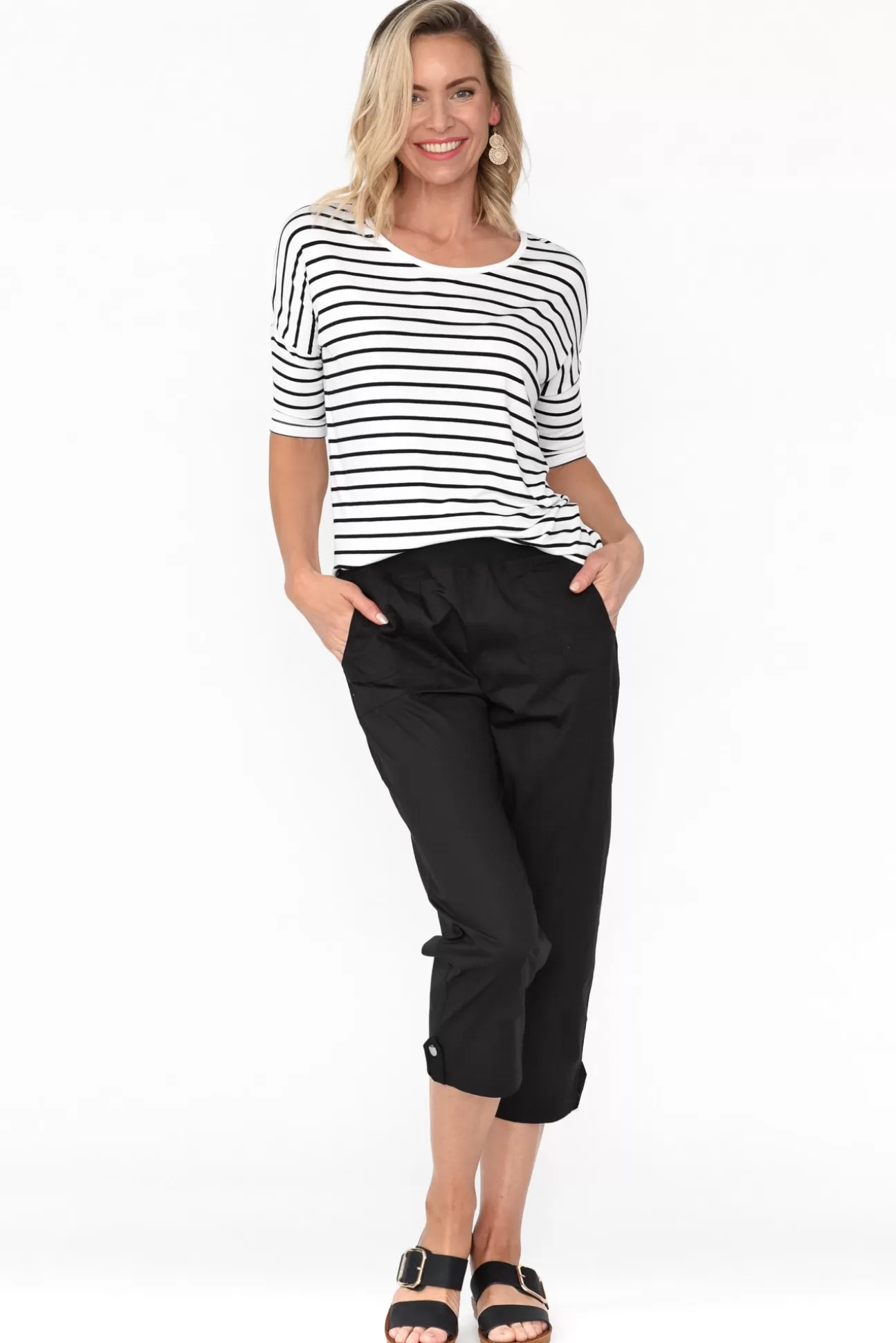 Threadz Marta Black Cotton 3/4 Pant Best Sale