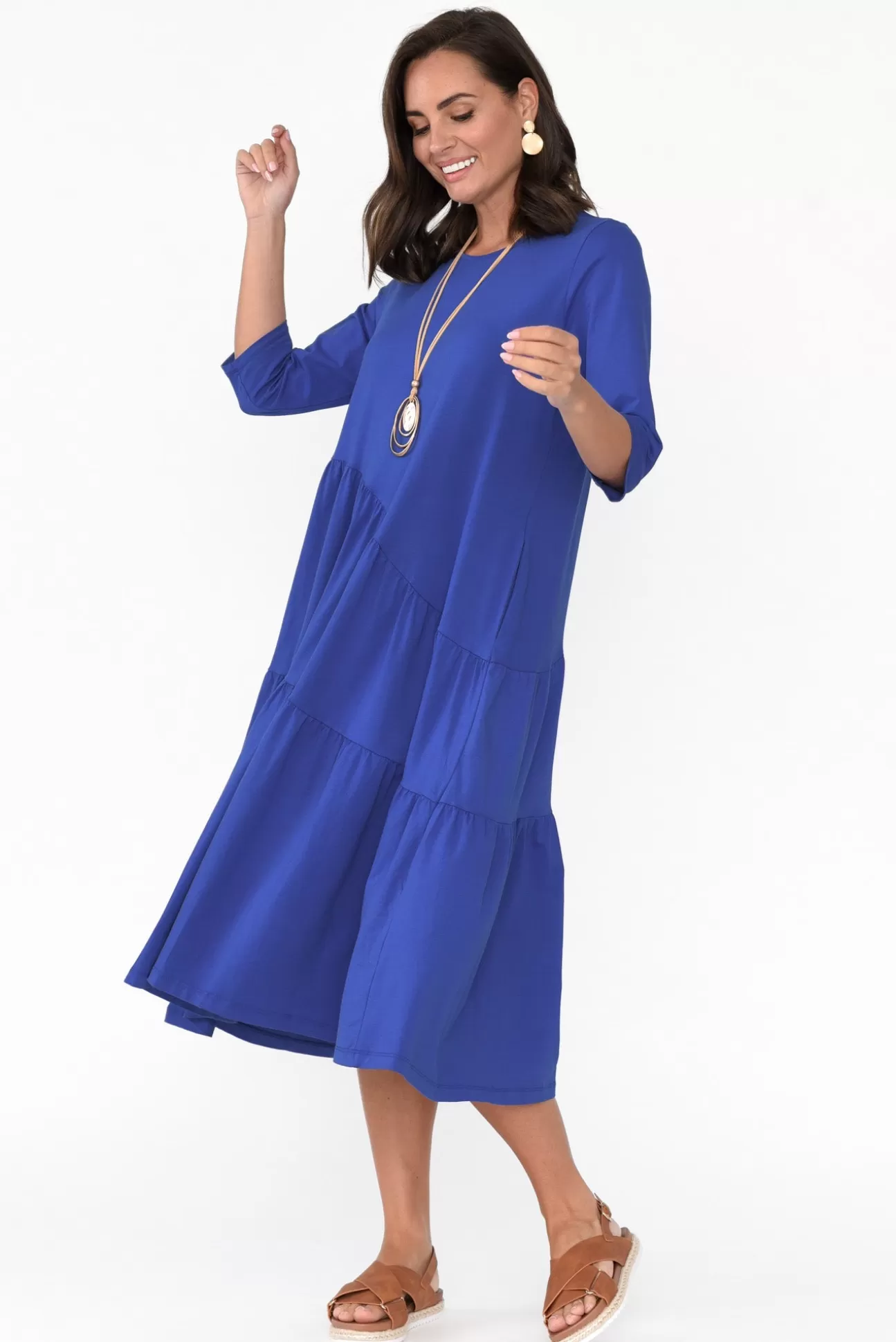 Tirelli Masie Cobalt Diagonal Gathered Dress Online