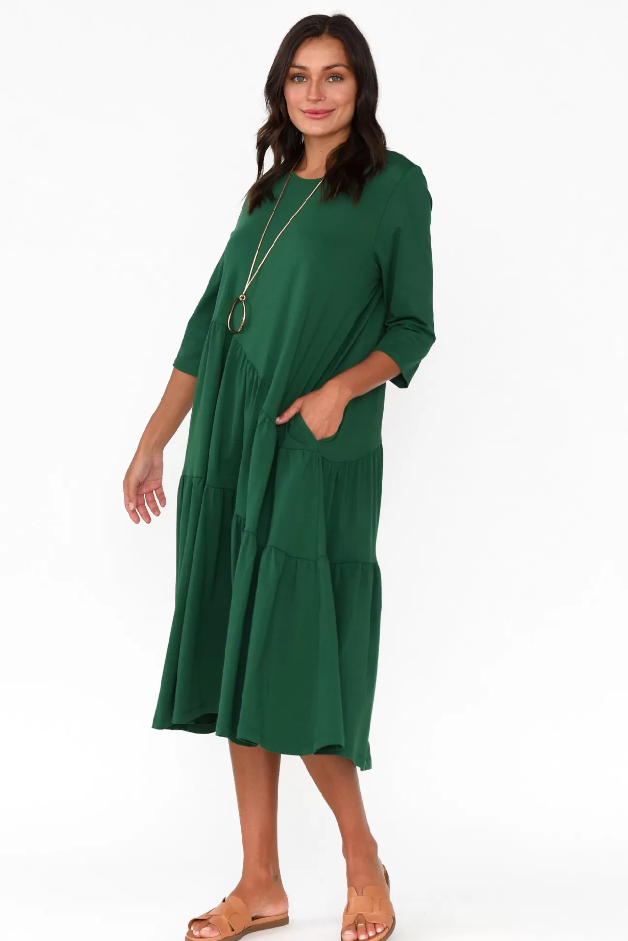 Tirelli Masie Emerald Diagonal Gathered Dress Best