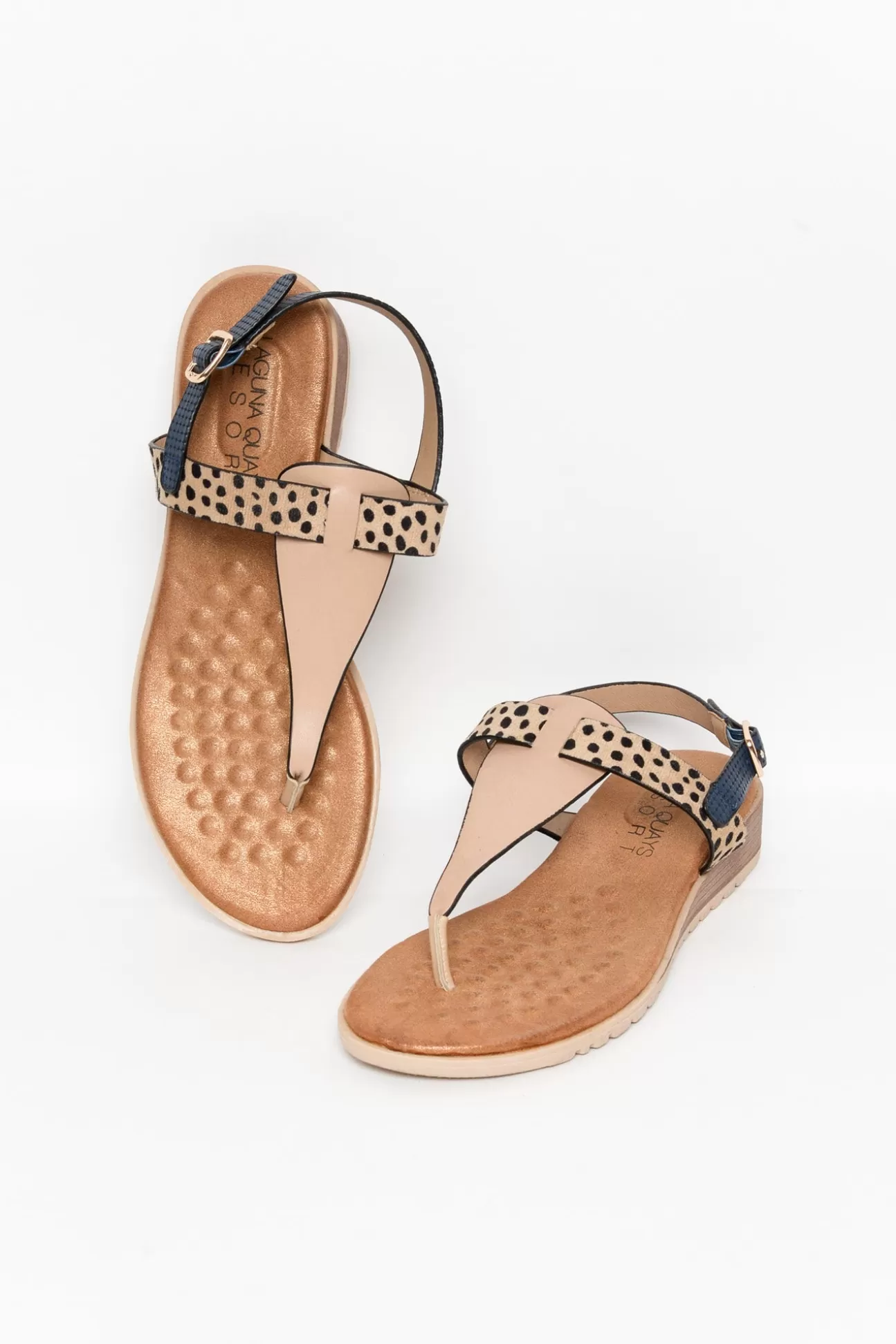 Laguna Quays Mawa Navy Cheetah Sandal Clearance