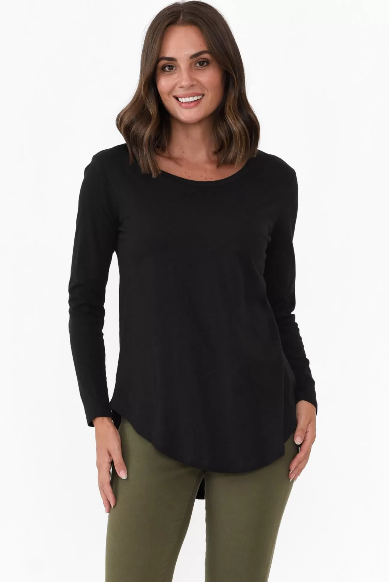 Betty Basics Megan Black Cotton Long Sleeve Top Shop