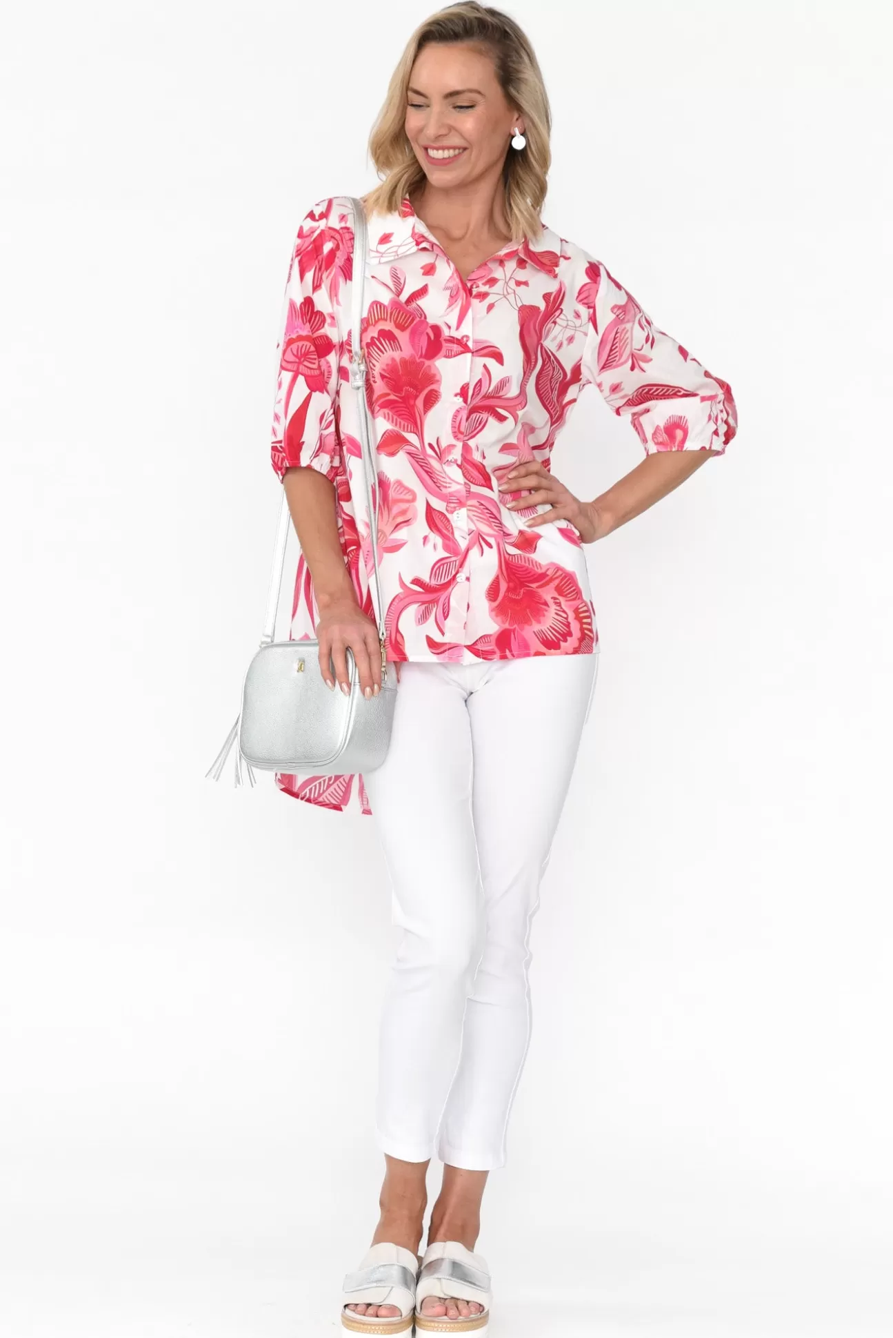 Liberty Rose Meghan Pink Floral Cotton Shirt Clearance