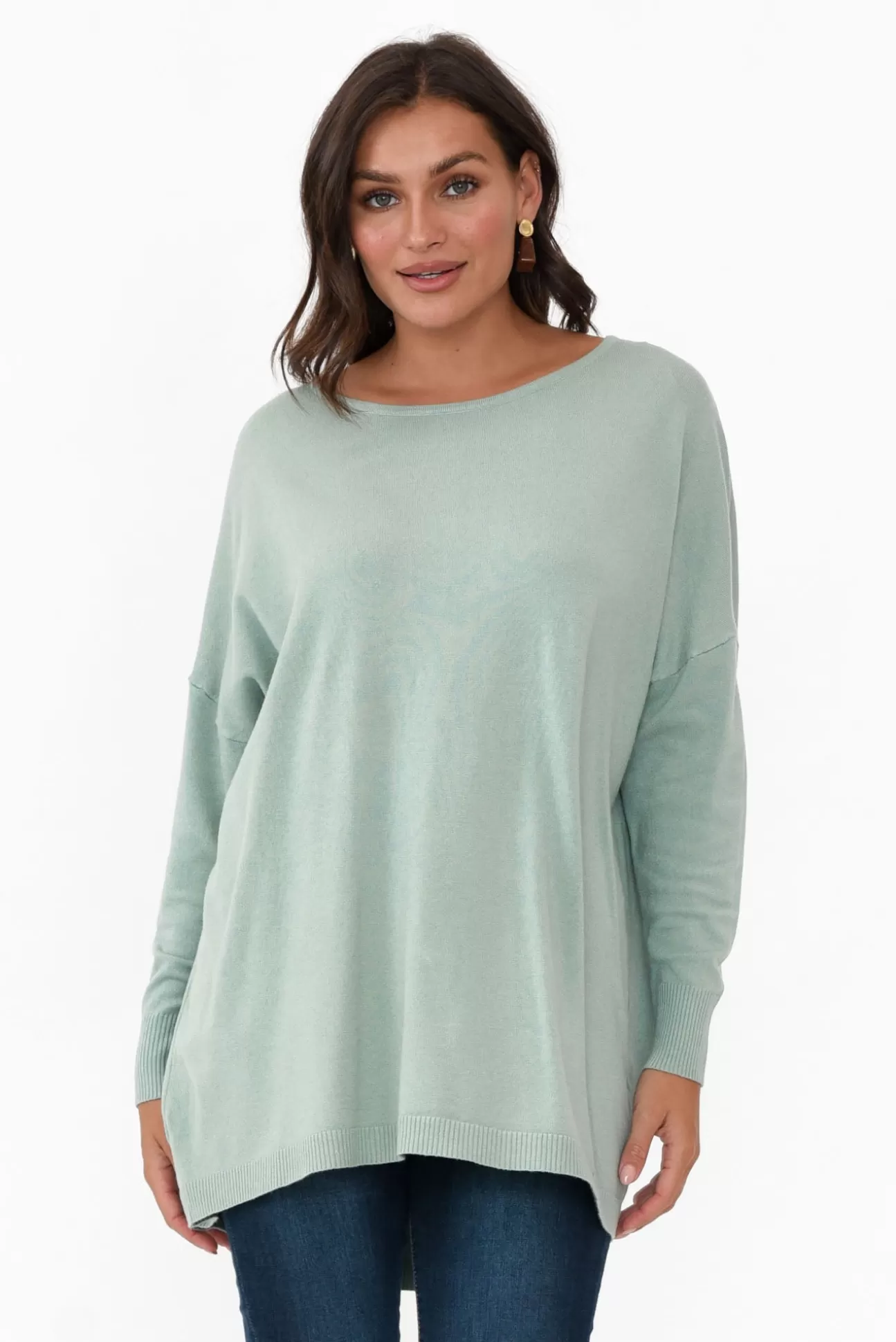 Cali and Co Meryl Sage Wool Blend Drape Jumper Online