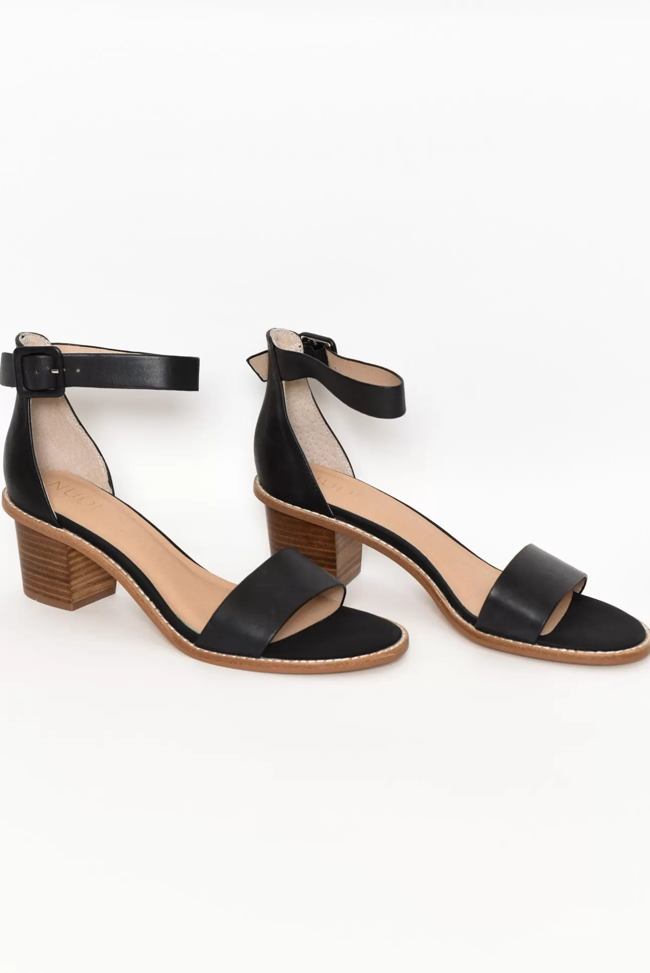 Nude Shoes Mickee Black Leather Heel Shop