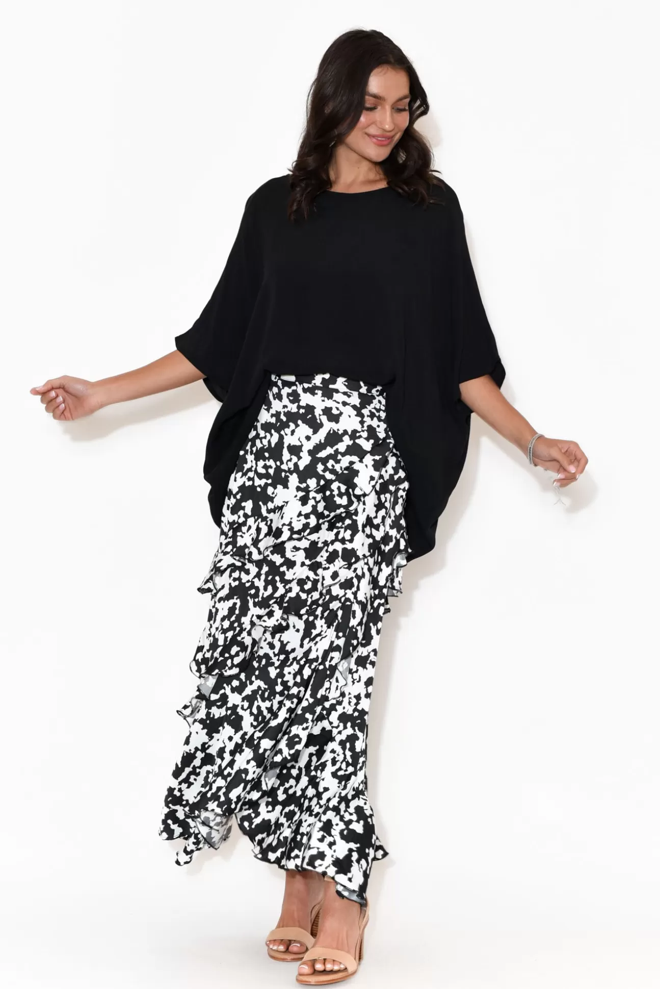 Fate Becker Midnight Flyer Black Speckle Maxi Skirt Best Sale