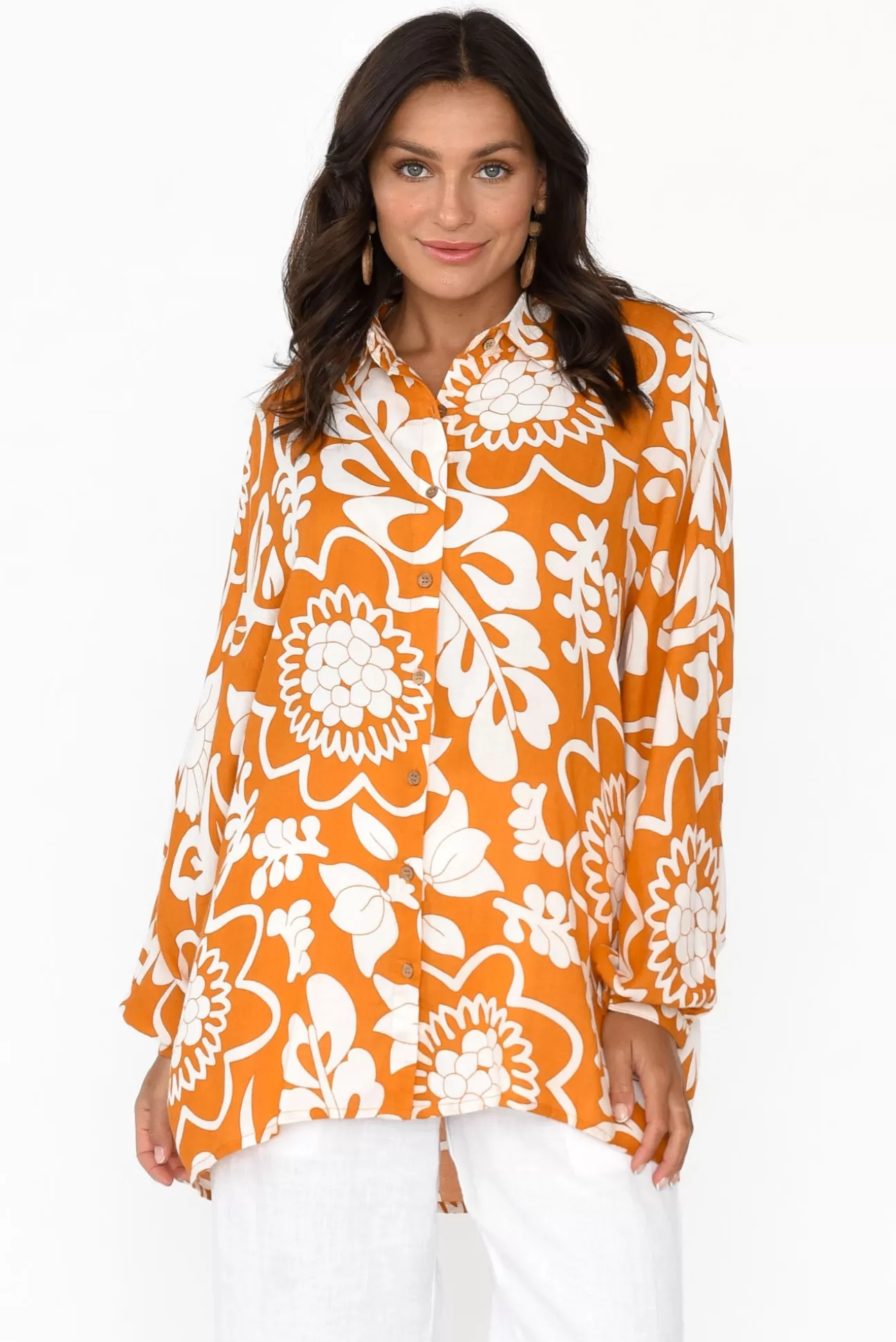 Shanty Milano Orange Garden Relaxed Shirt Best Sale