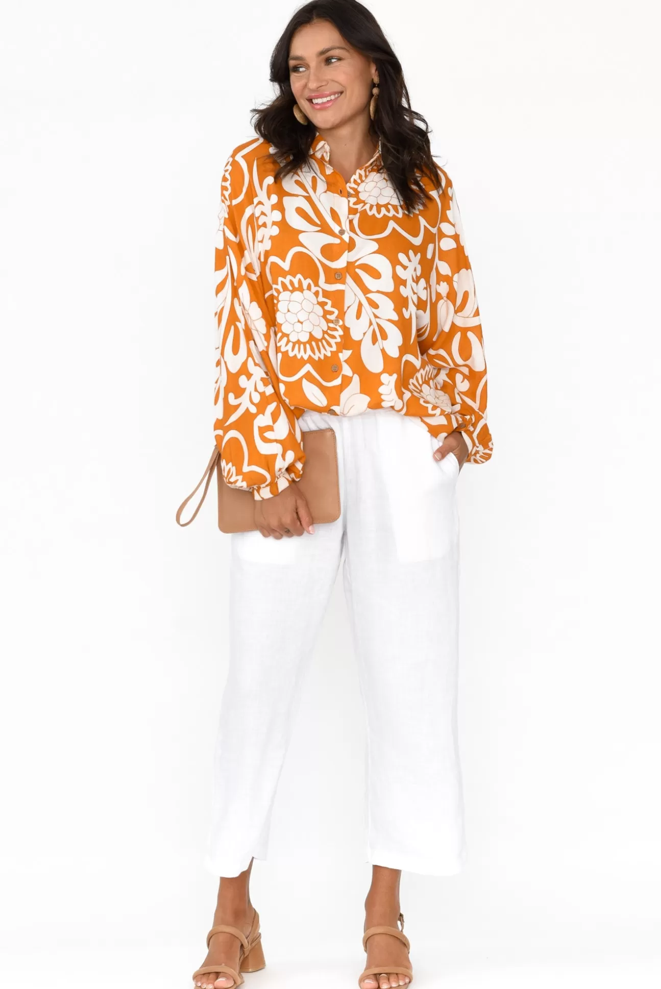 Shanty Milano Orange Garden Relaxed Shirt Best Sale