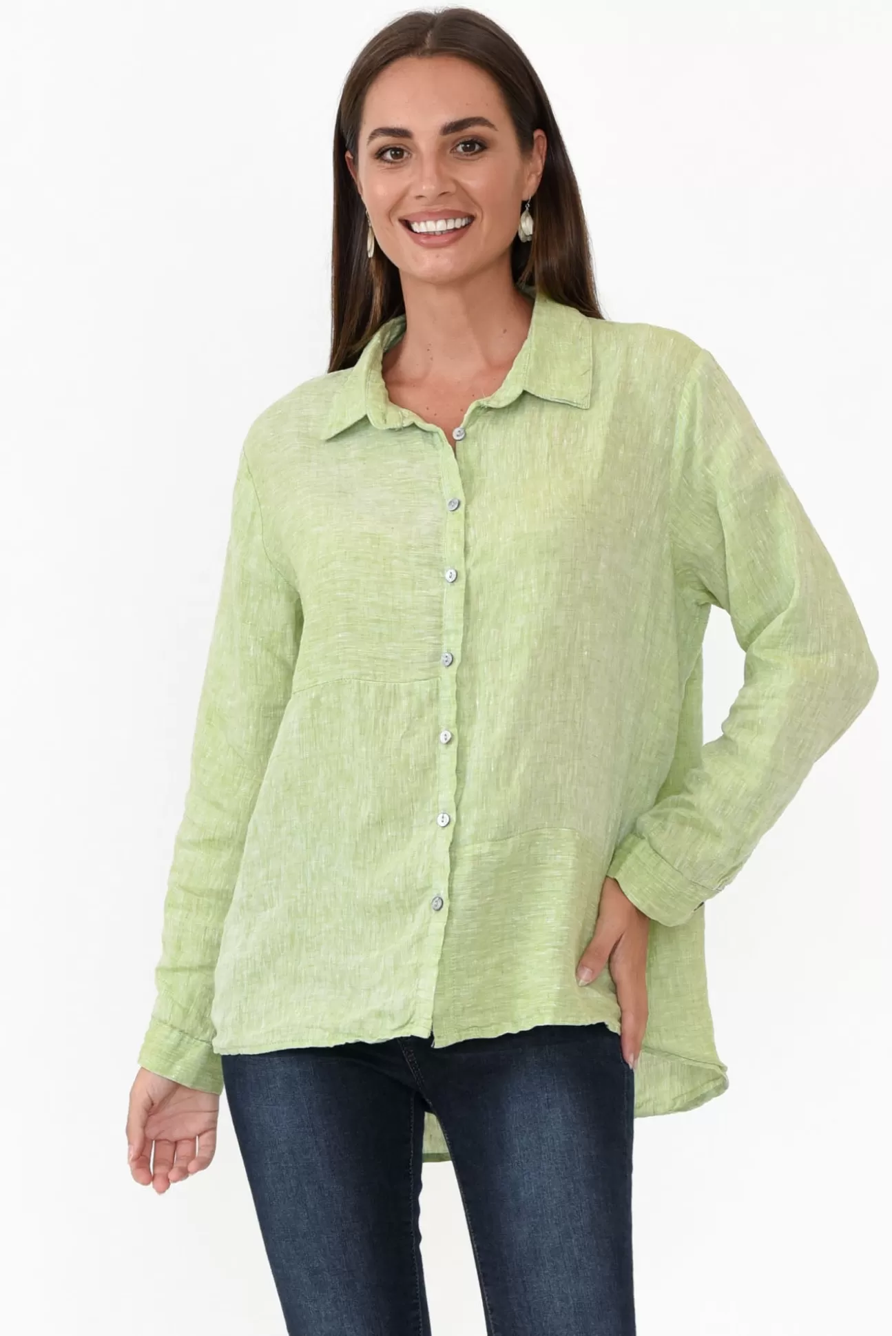 Worthier Millie Green Linen Shirt Discount