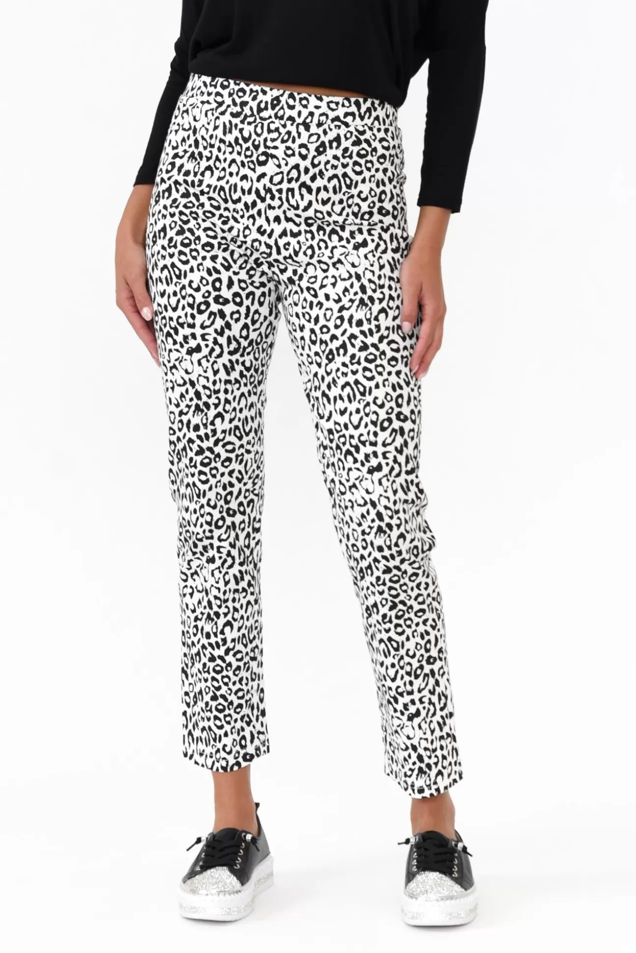 Whispers Milo White Leopard Stretch Pant Shop