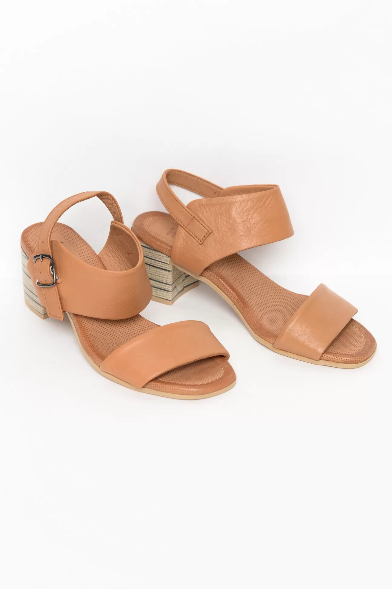 Hinako Mitti Tan Leather Heel Sandal Flash Sale