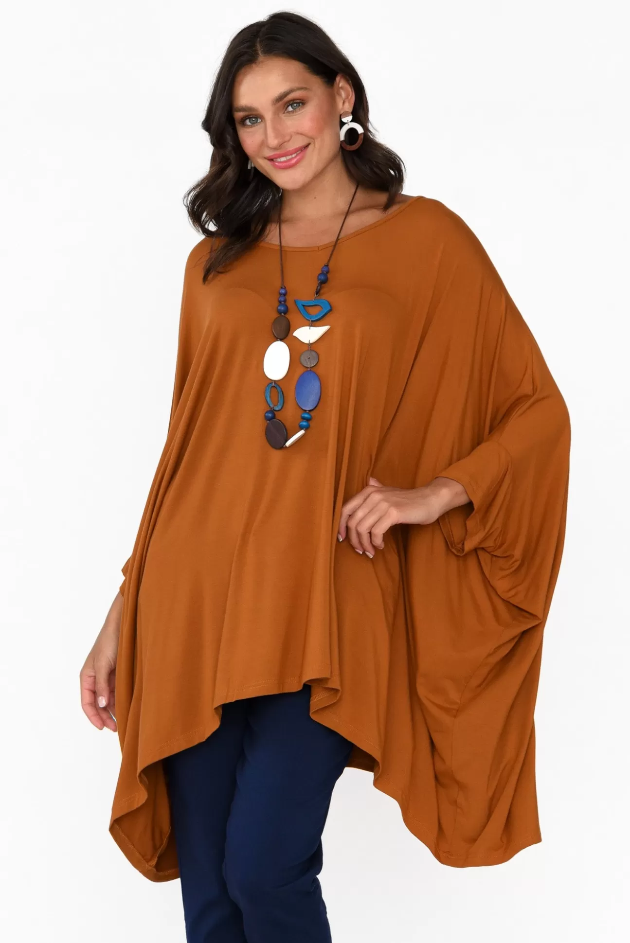 Pq Mocha Oversized Bamboo Drape Top Sale