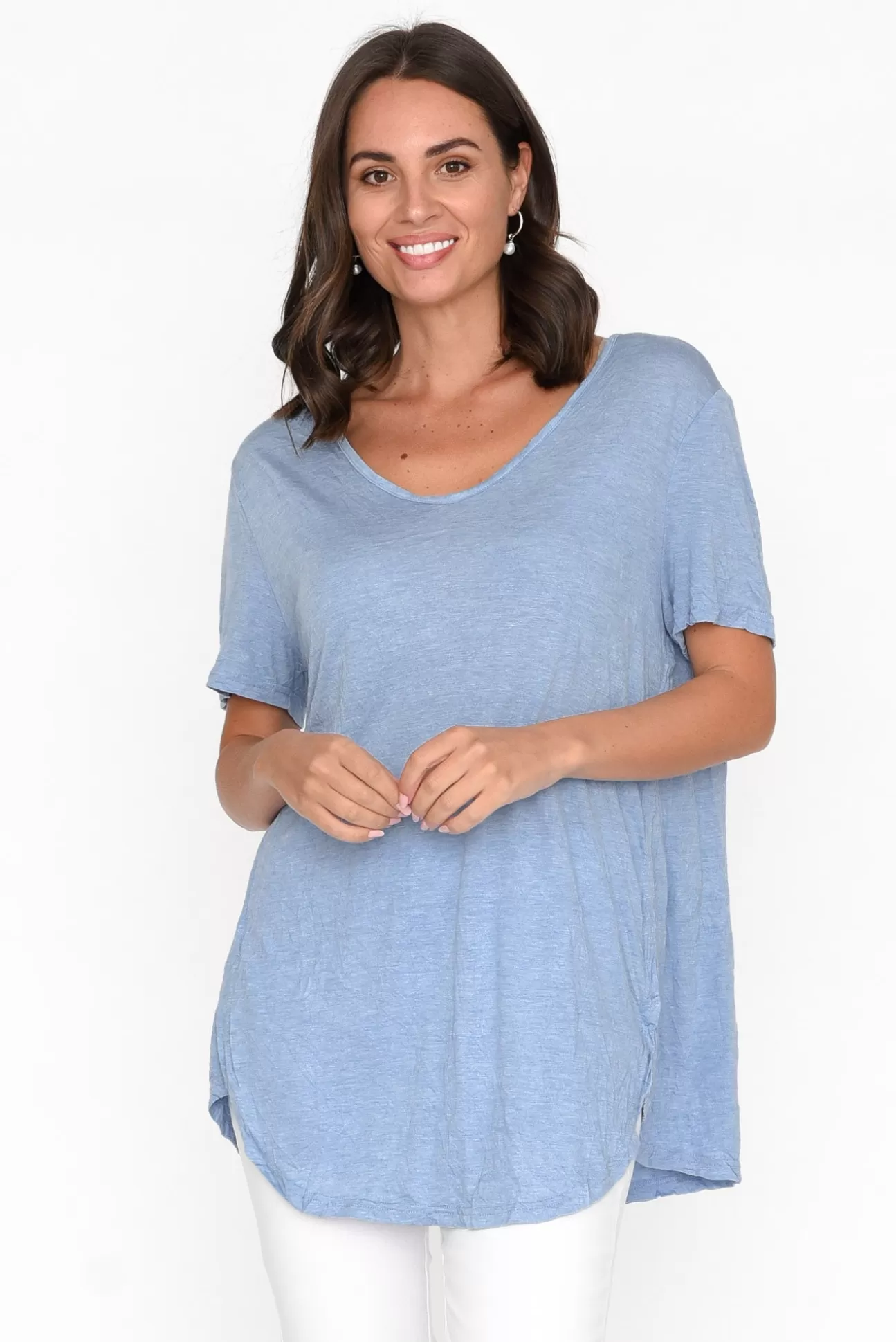 Cotton Village Moira Blue Crinkle Cotton Tee Online