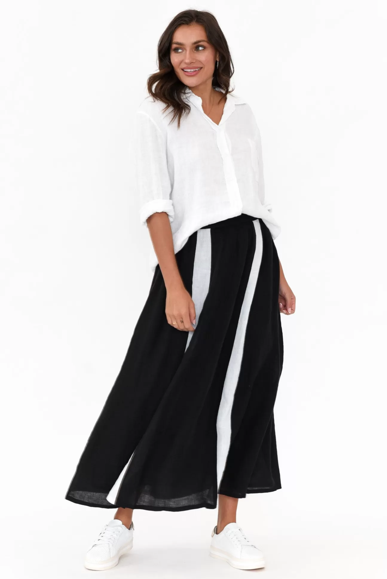 Eadie Lifestyle Monarch Black Linen Maxi Skirt Flash Sale