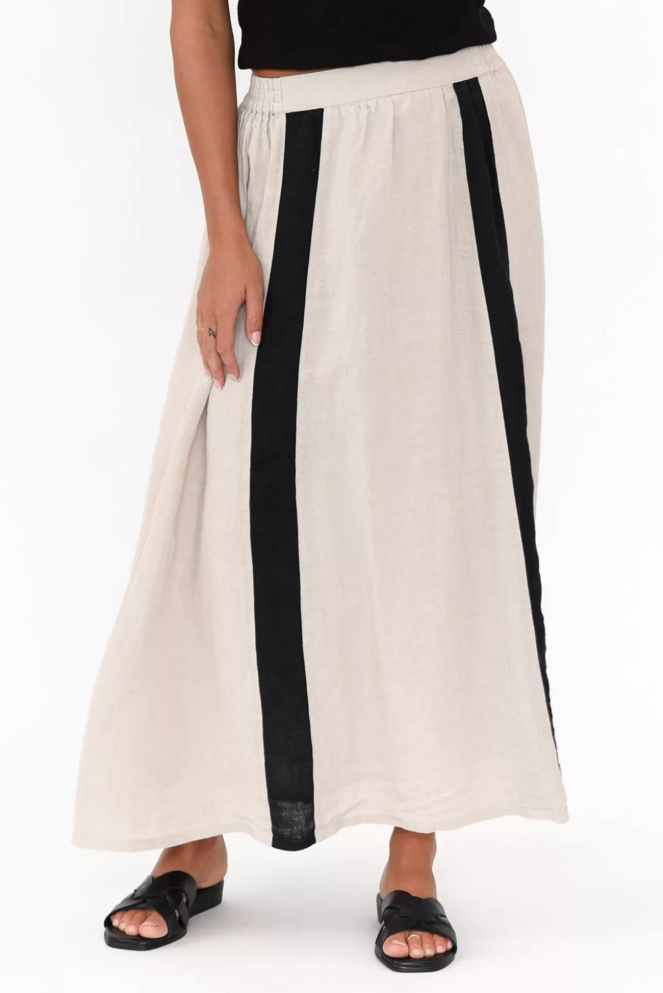 Eadie Lifestyle Monarch Natural Linen Maxi Skirt Outlet