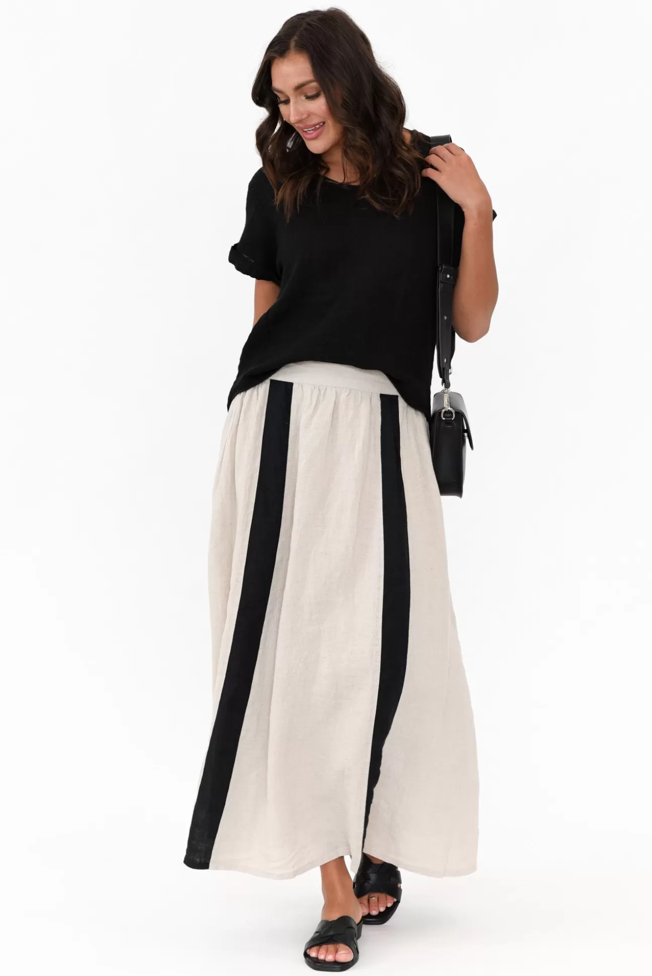 Eadie Lifestyle Monarch Natural Linen Maxi Skirt Outlet