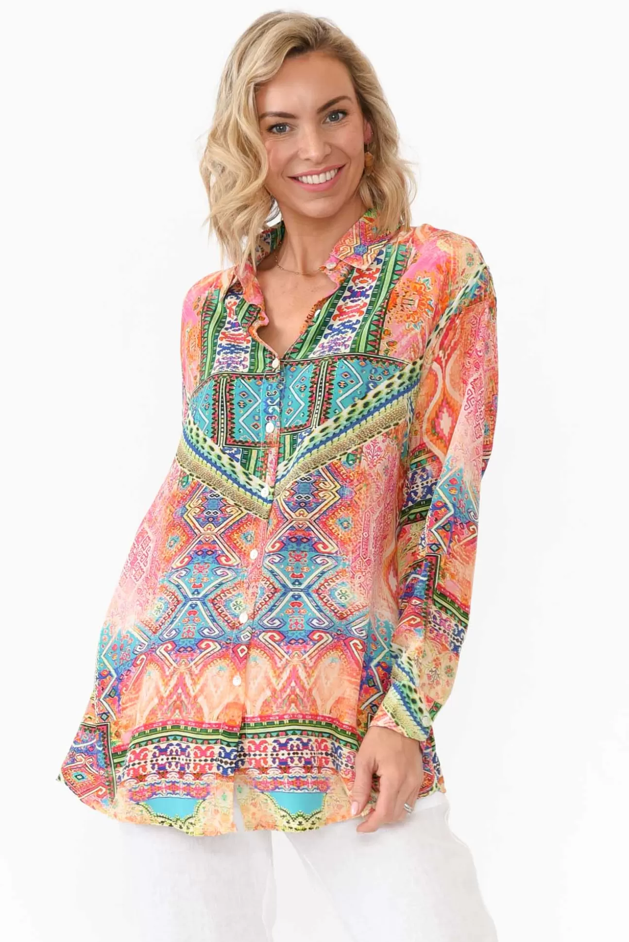 Fashion Spectrum Monet Multi Silk Collared Shirt Online